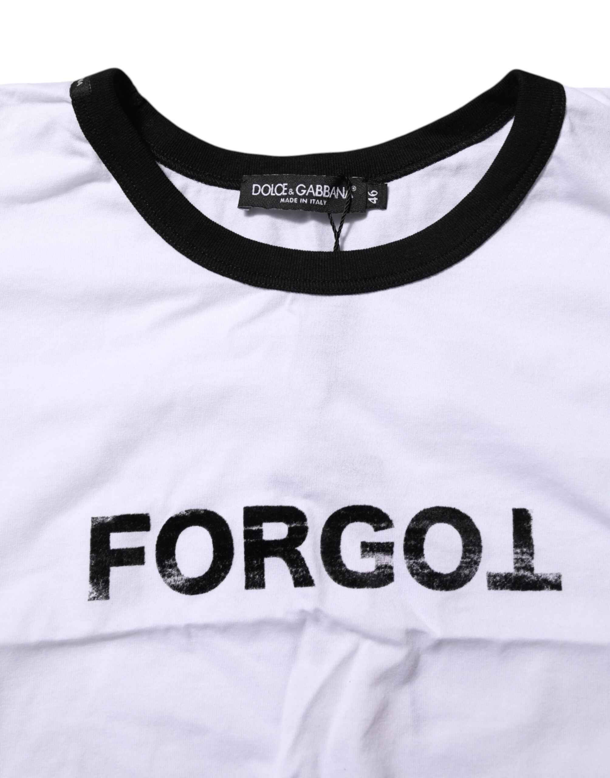 Dolce & Gabbana White Graphic Print Crew Neck Cropped T-shirt