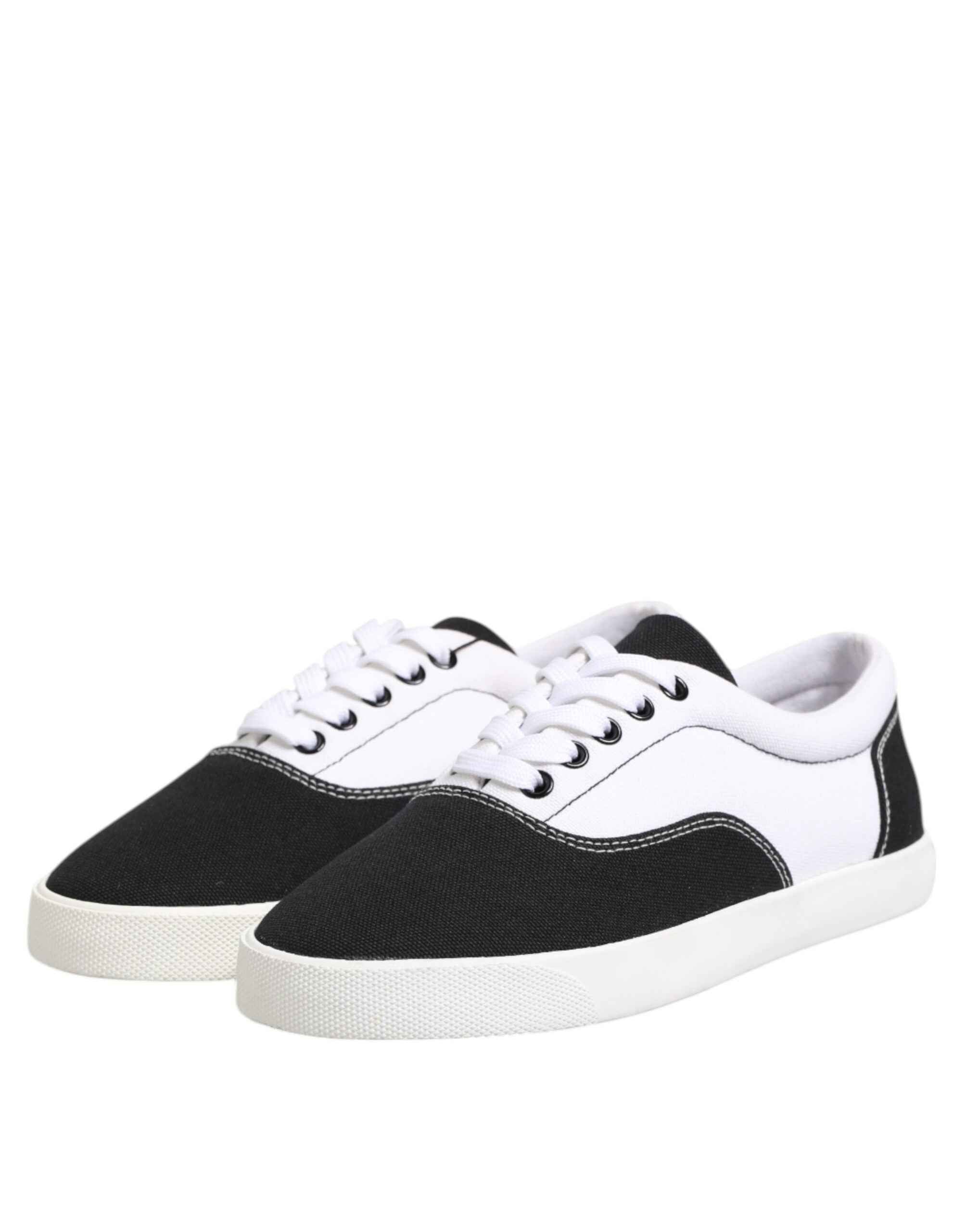 Dolce & Gabbana Black Cotton Canvas Lace Up Men Sneakers Shoes