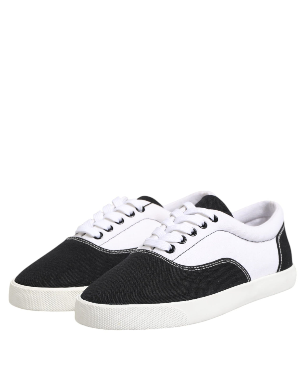 Dolce & Gabbana Black Cotton Canvas Lace Up Men Sneakers Shoes