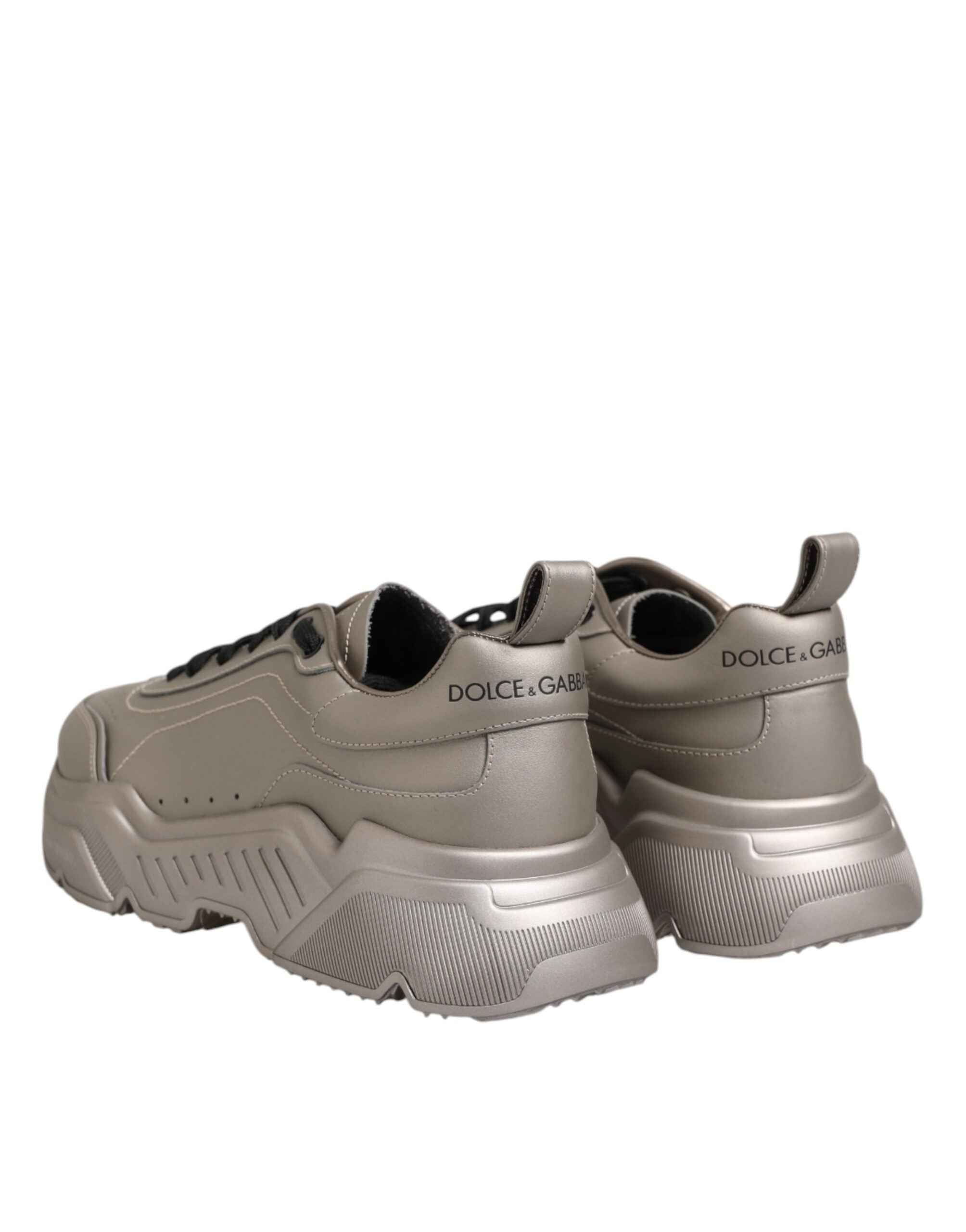 Dolce & Gabbana Silver DAYMASTER Leather Men Sneakers Shoes