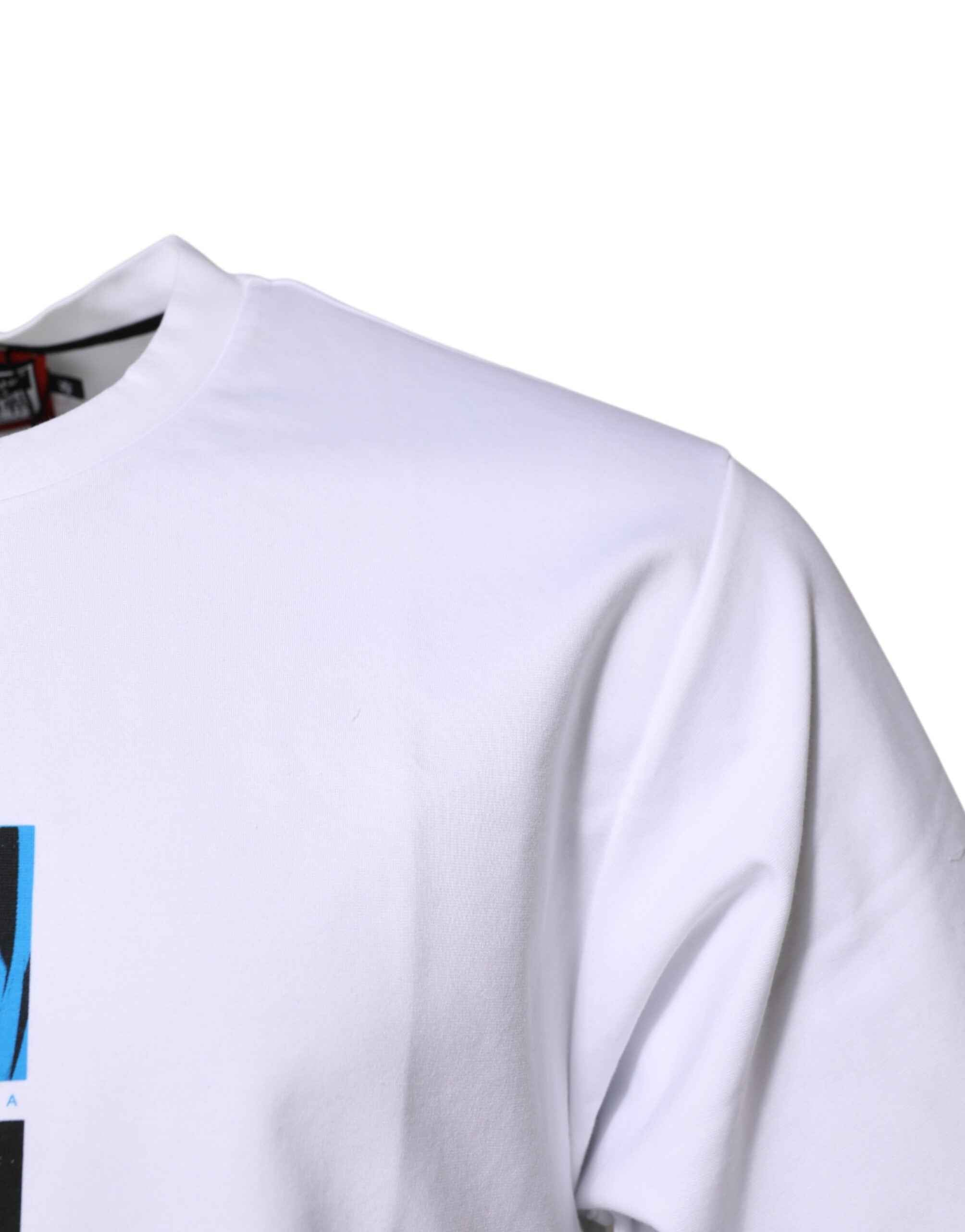 Dolce & Gabbana White Cotton Crew Neck Graphic Print T-shirt