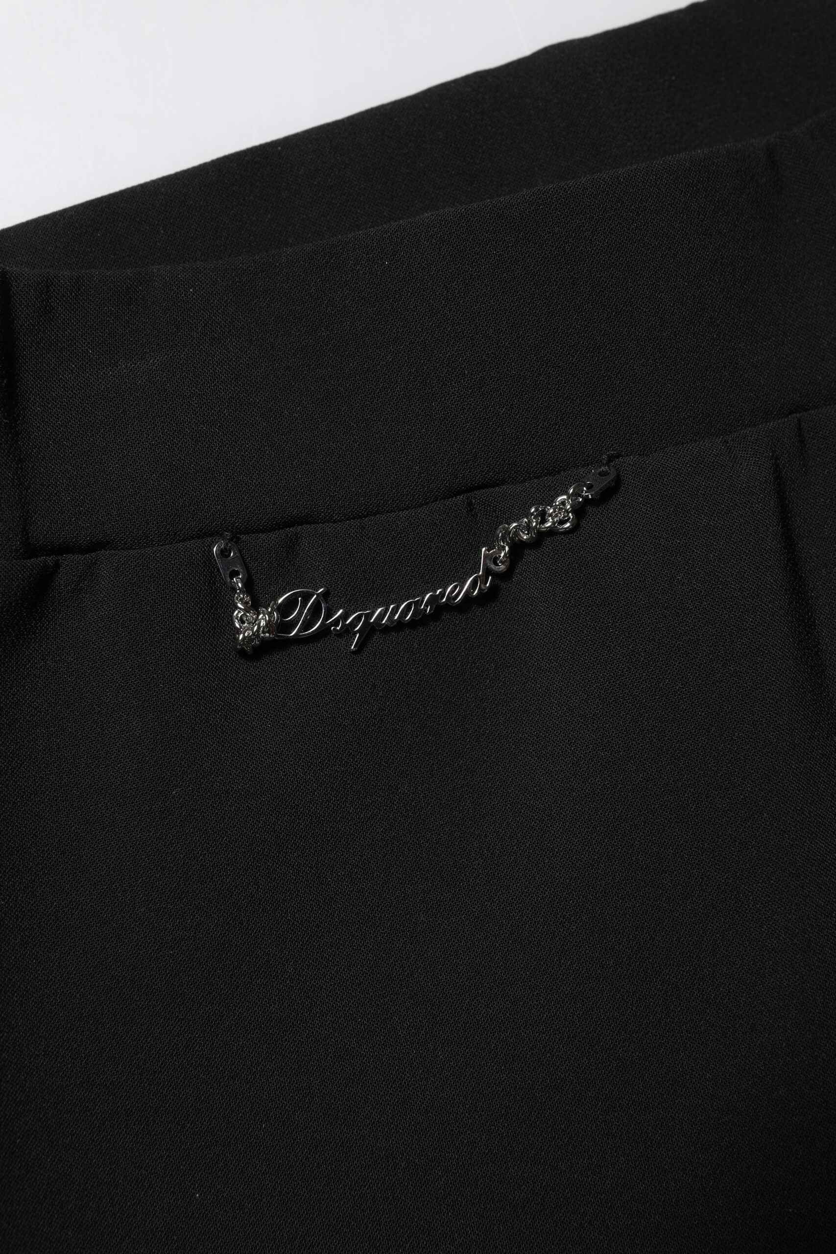Dsquared² Black Polyester High Waisted Flared Pants