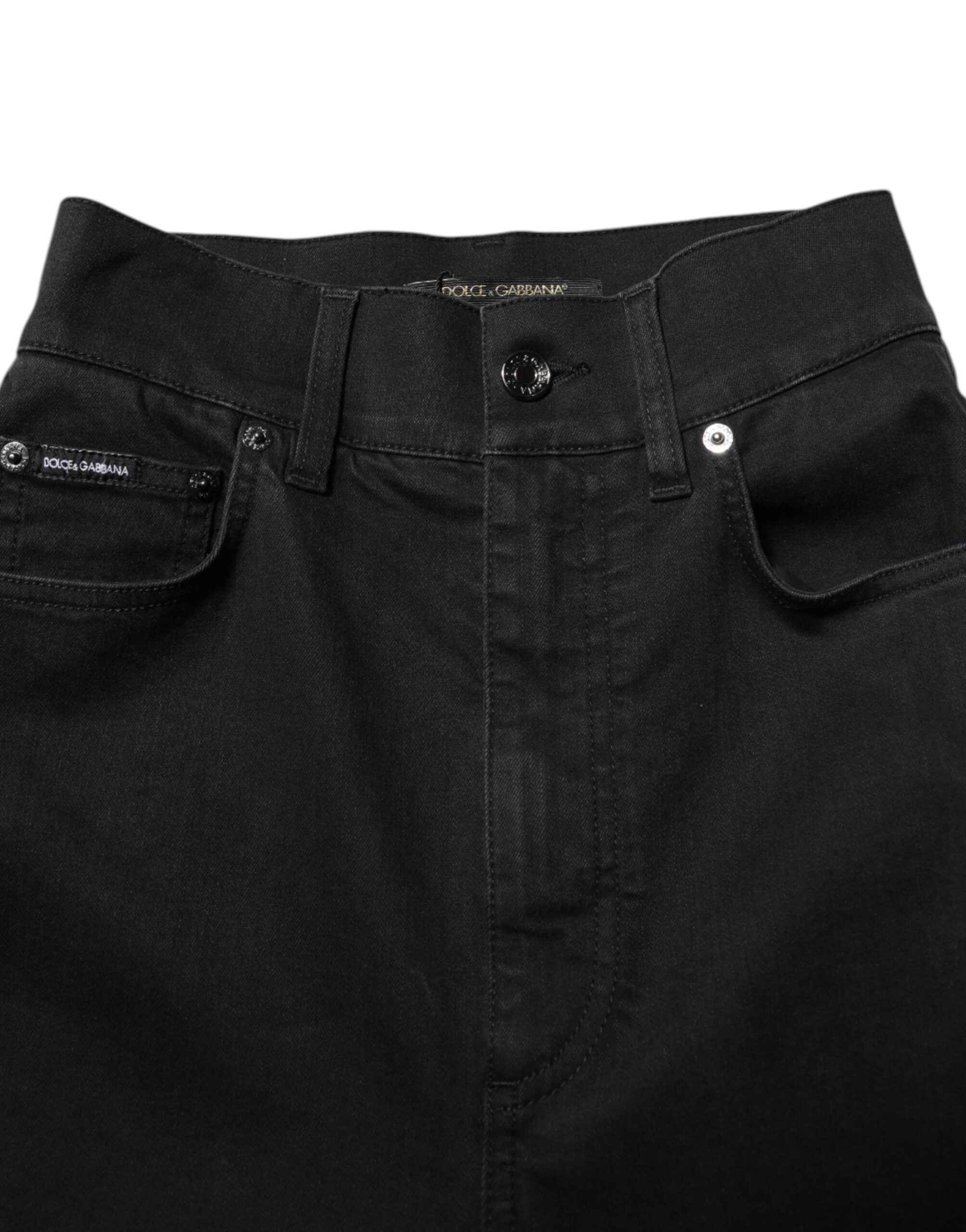 Dolce & Gabbana Black Cotton High Waist Skinny Denim Jeans
