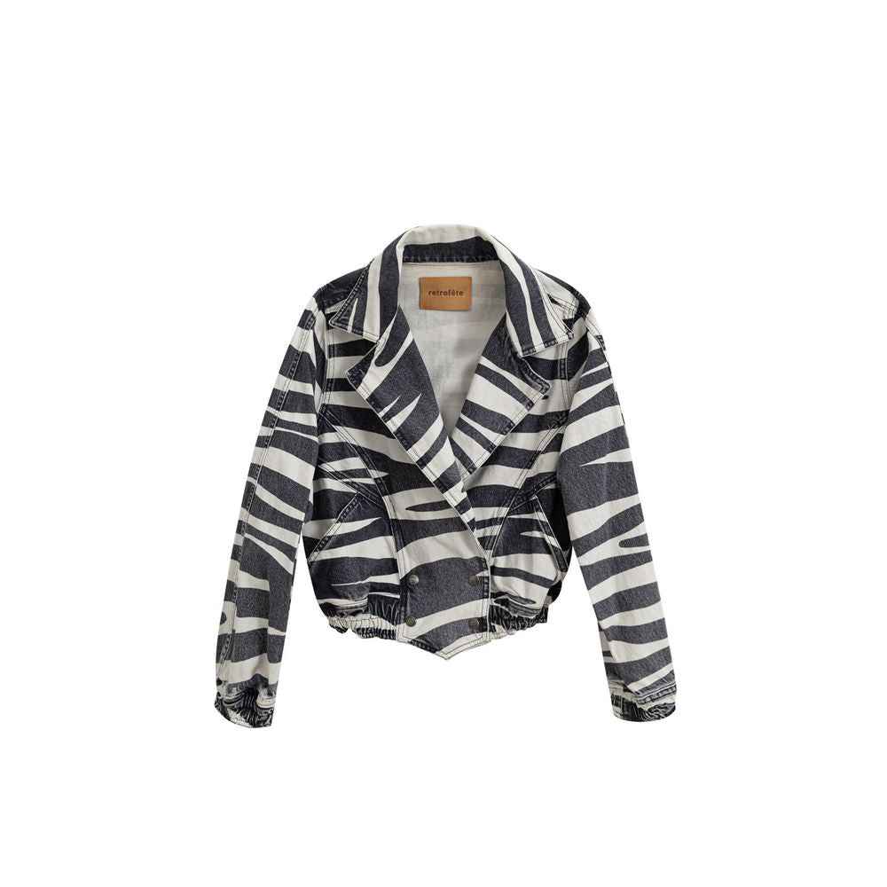 Retrofête Black And White Cotton Blazer