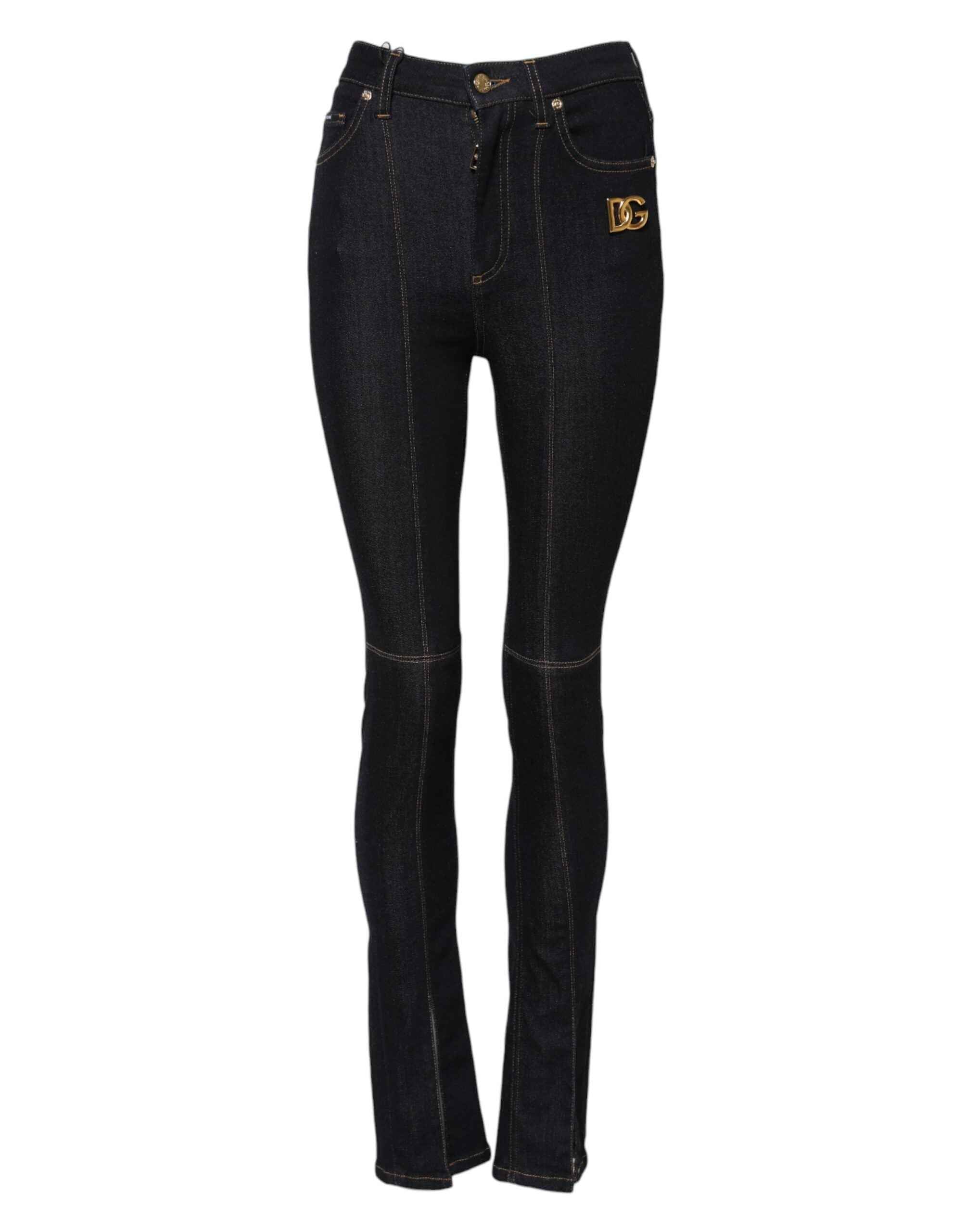 Dolce & Gabbana Blue Cotton High Waist Skinny Denim Jeans