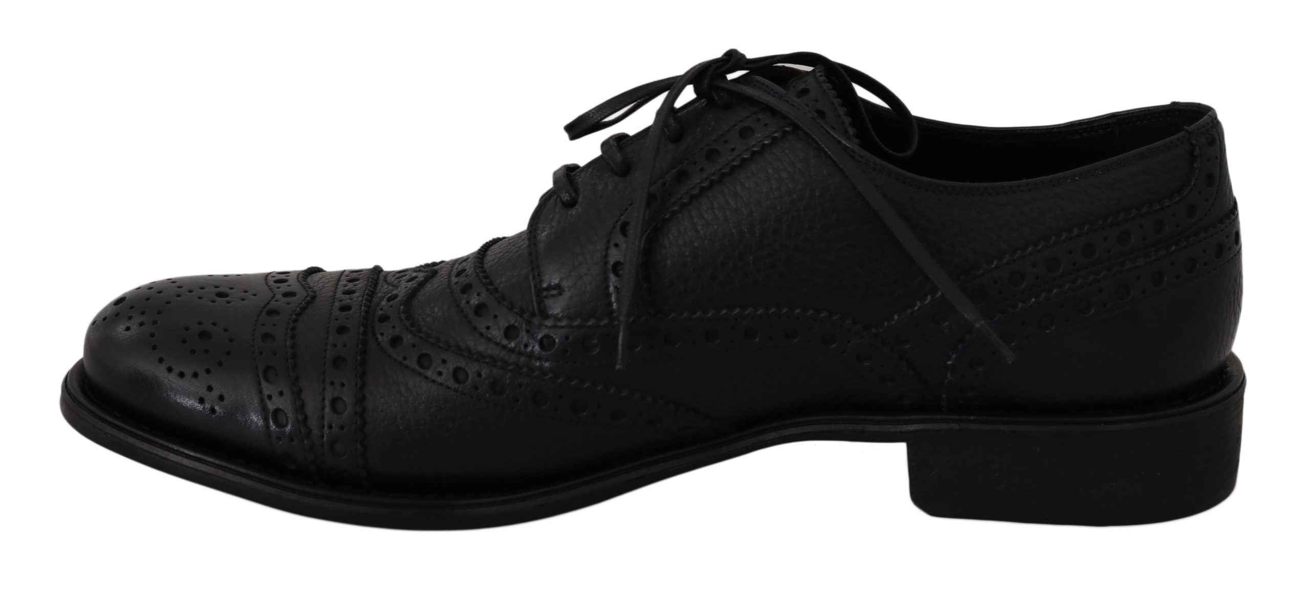 Dolce & Gabbana Blue Leather Wingtip Oxford Dress Shoes