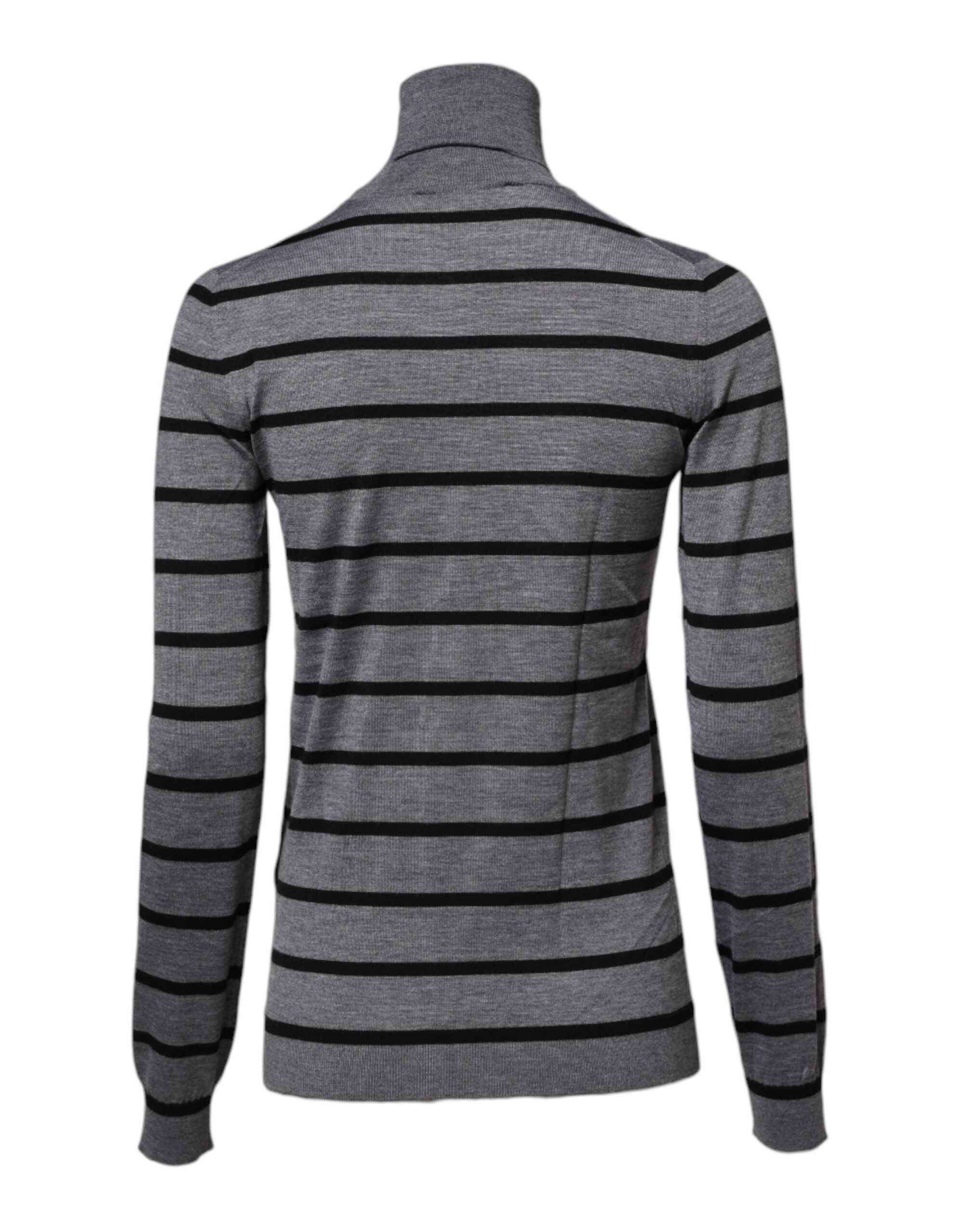 Dolce & Gabbana Gray Floral Embroidery Pullover Sweater