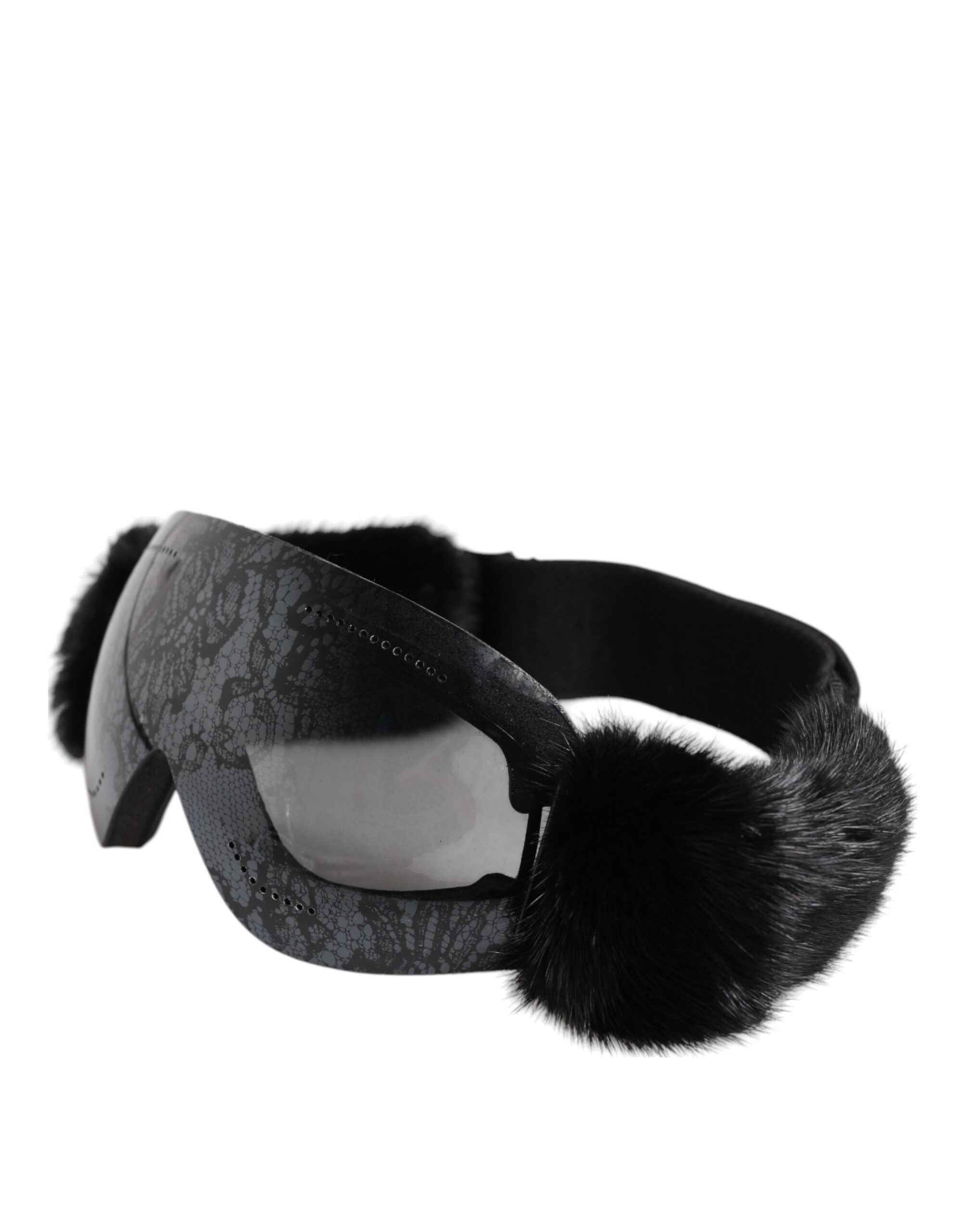 Dolce & Gabbana Black Bi0759 Lace Mirrored Ski Goggles Mask Sunglasses