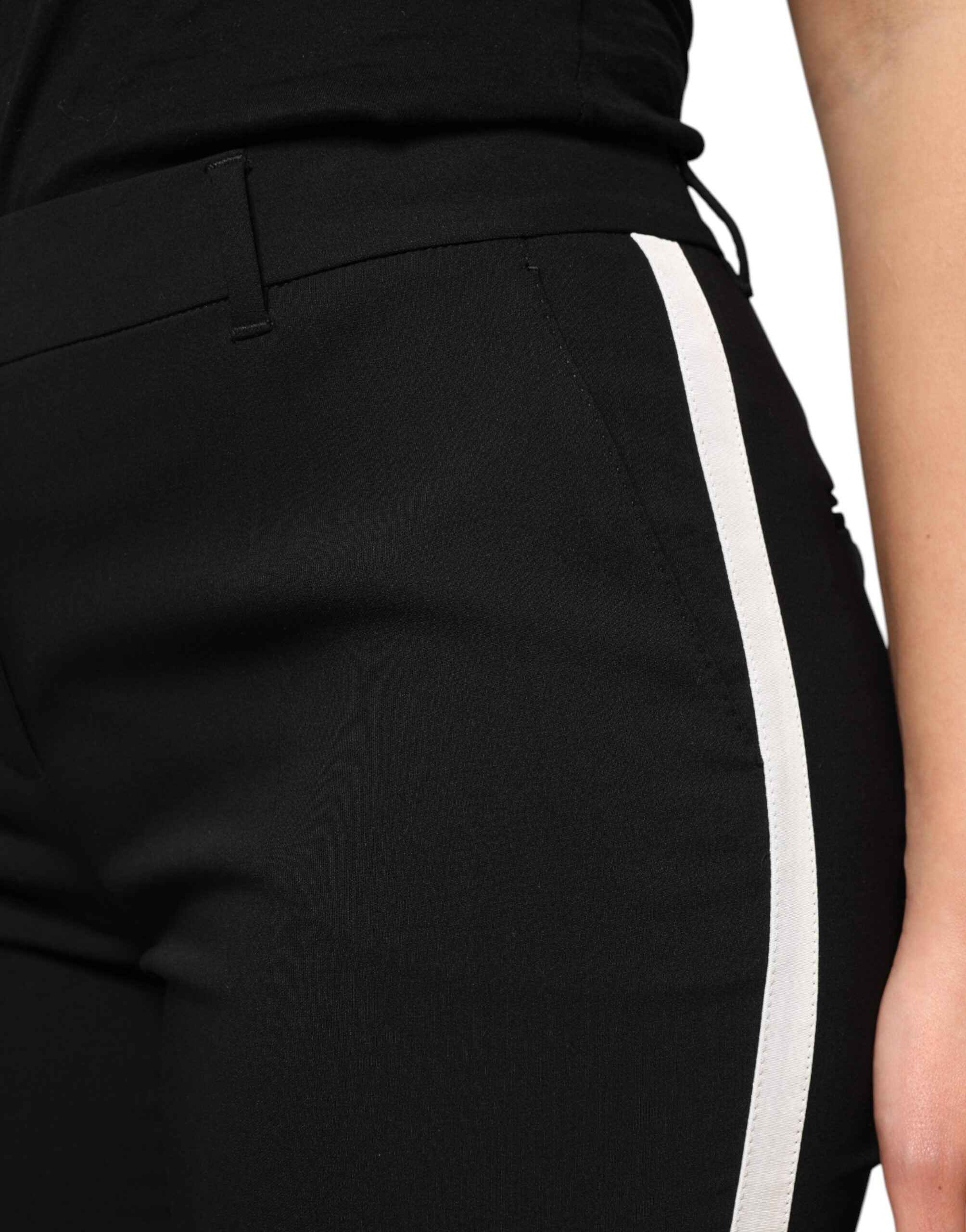 Dolce & Gabbana Black Wool High Waist Tapered Pants