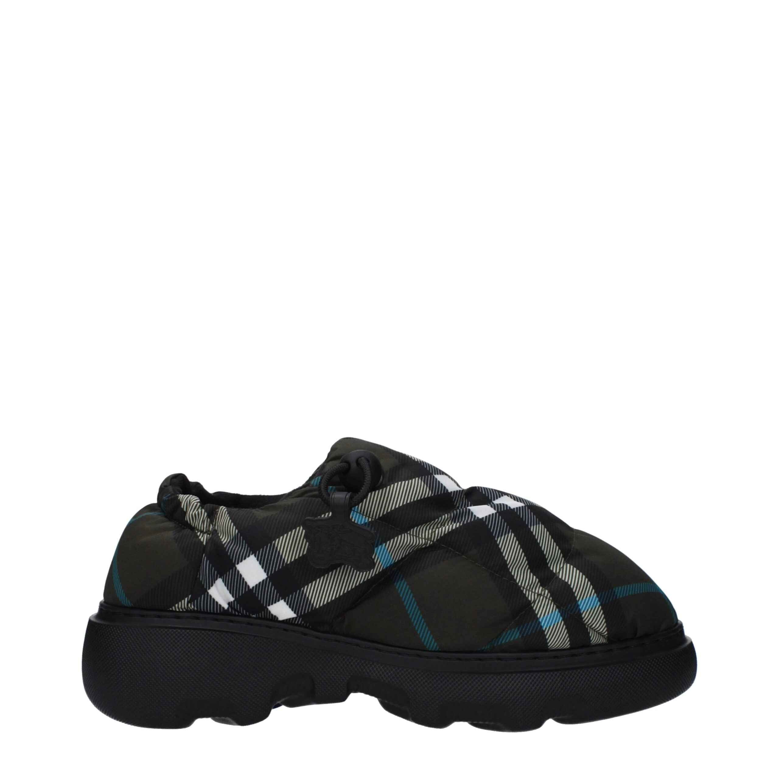 Burberry Green Fabric Slip-On Loafers