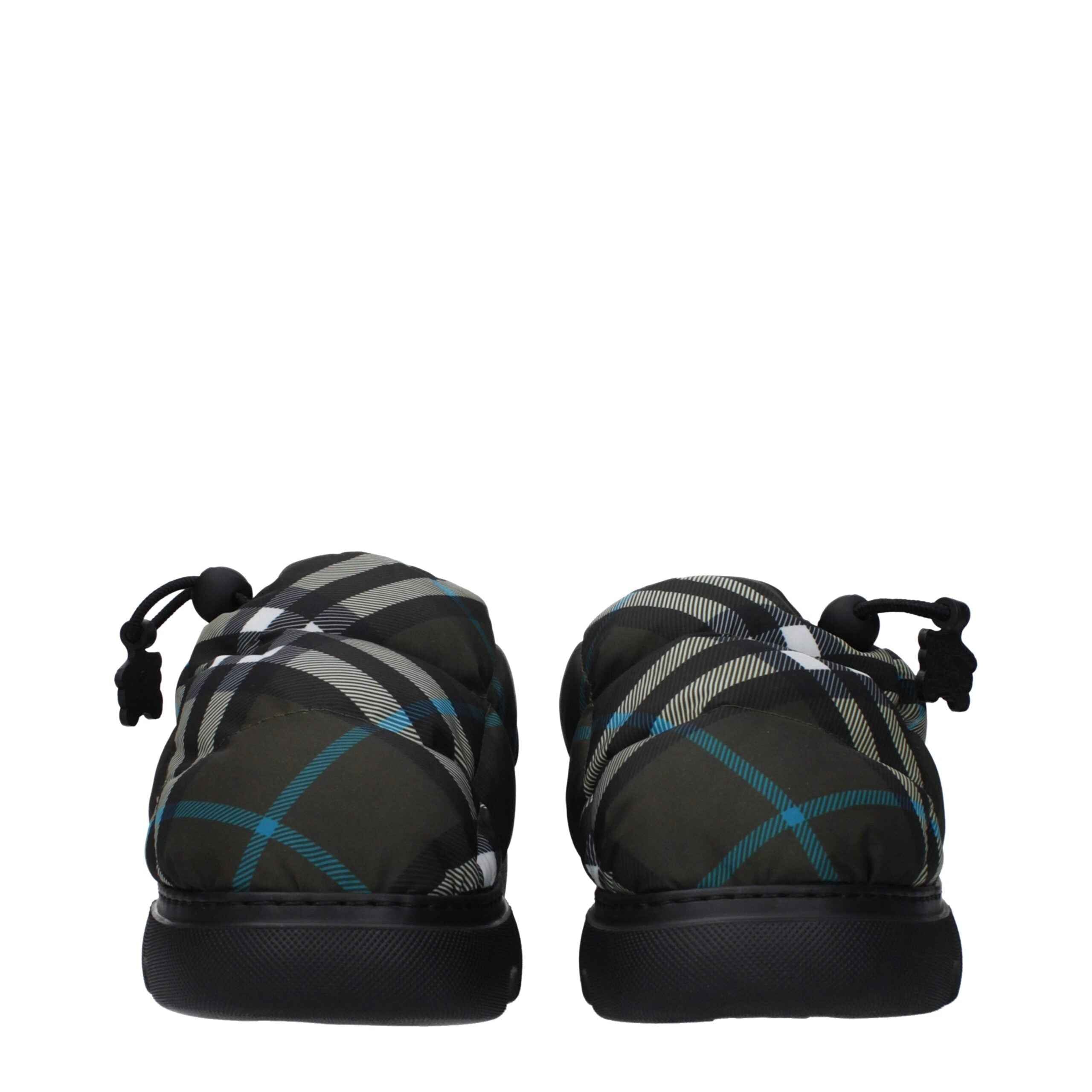 Burberry Green Fabric Slip-On Loafers