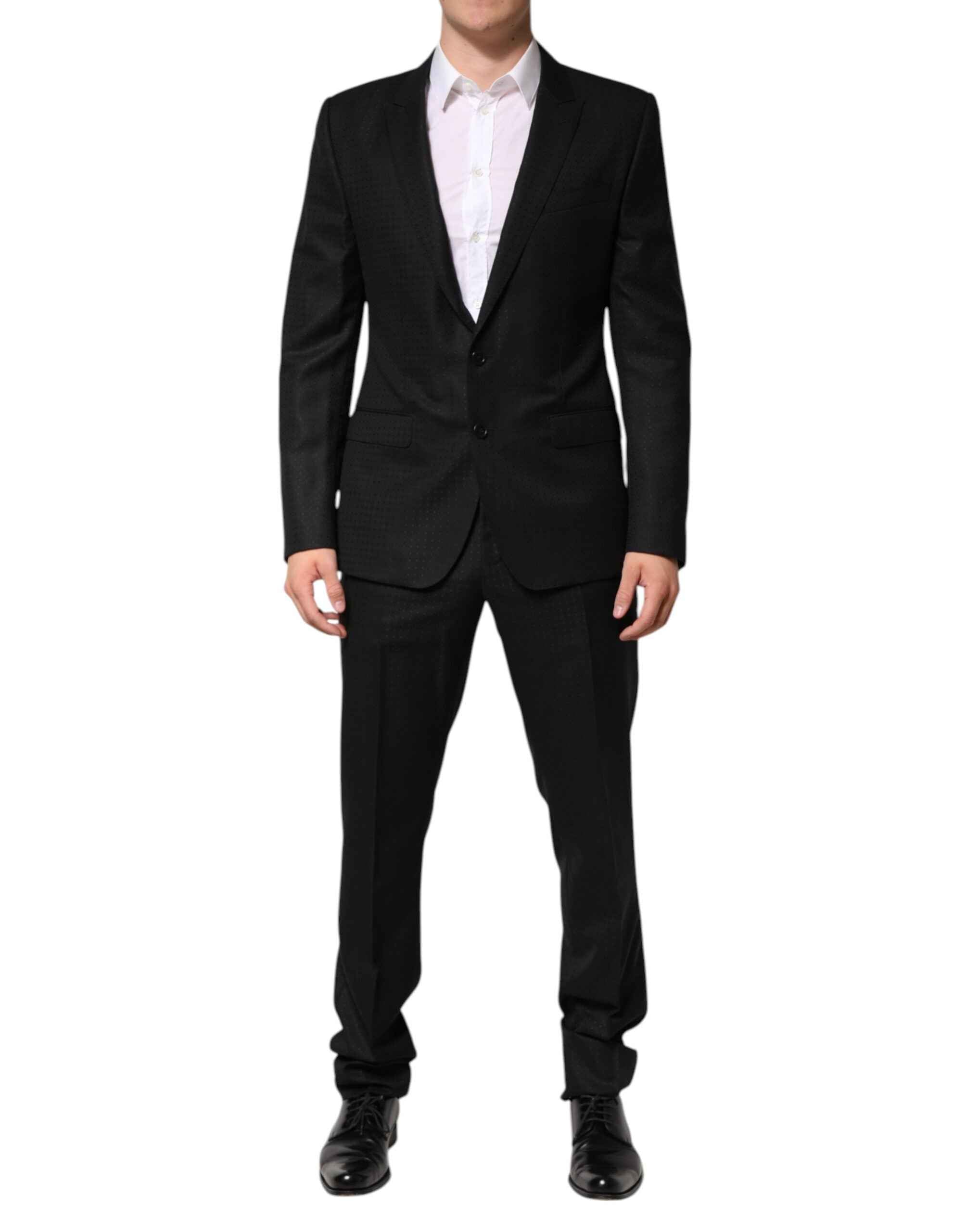 Dolce & Gabbana Dark Gray Jacquard Single Breasted 2 Piece Suit