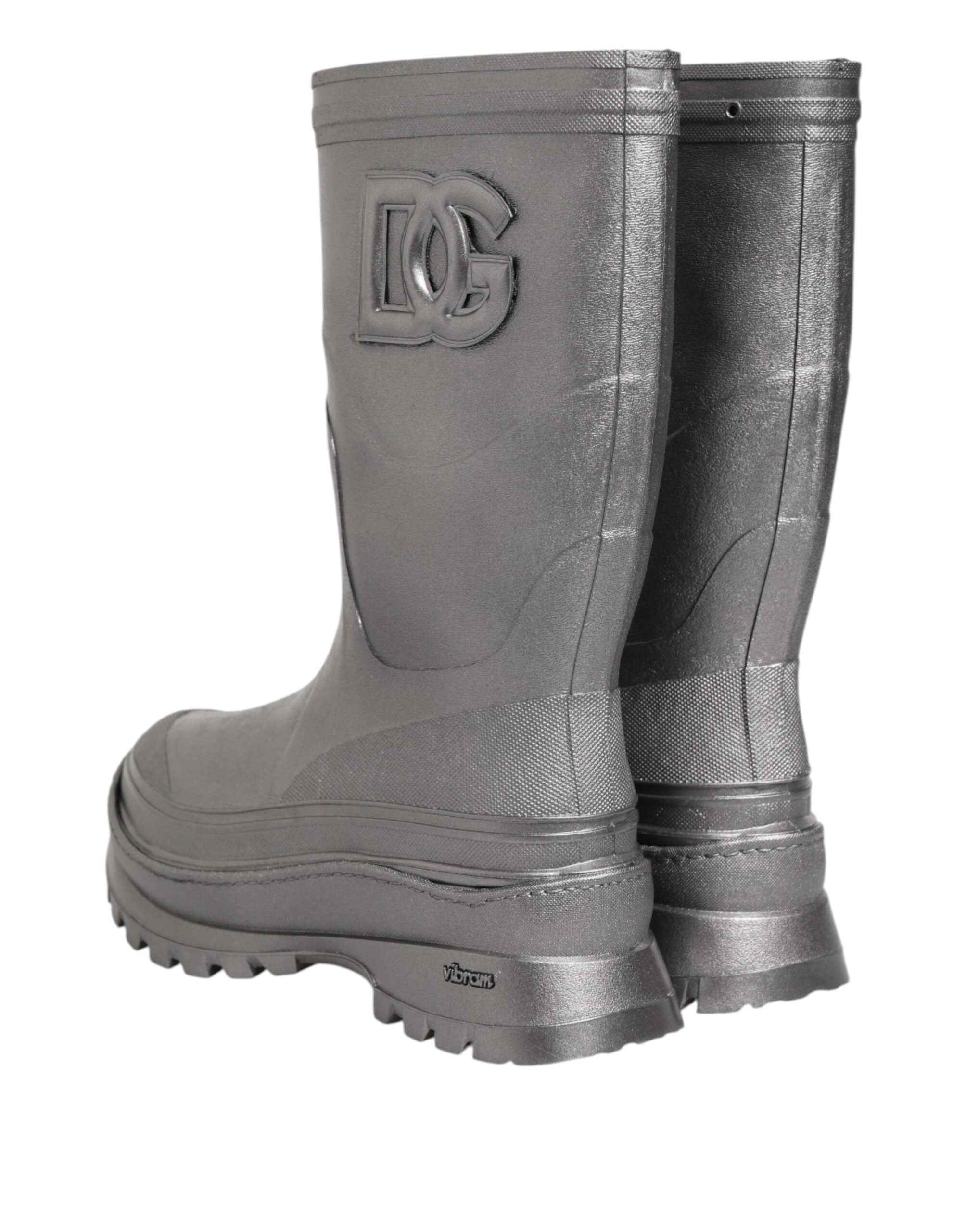 Dolce & Gabbana Metallic Silver Pull On Rain Boots Shoes