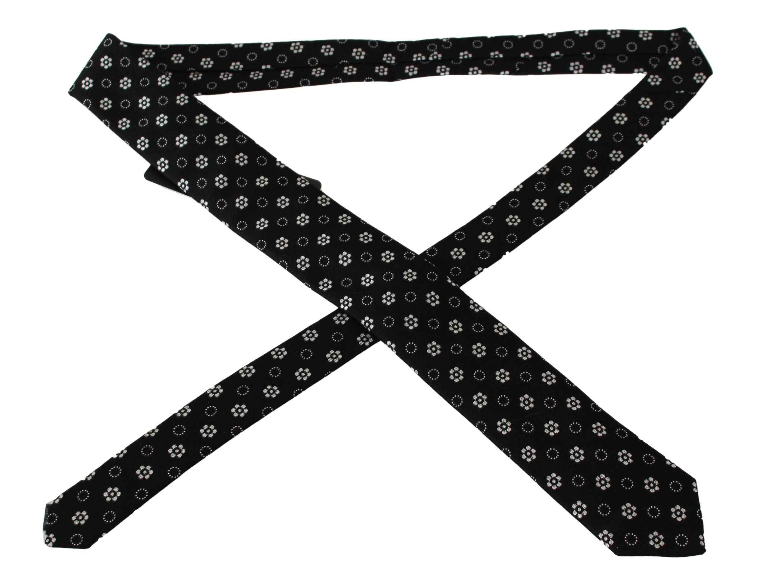 Dolce & Gabbana Black 100% Silk Floral Print Print Classic Tie