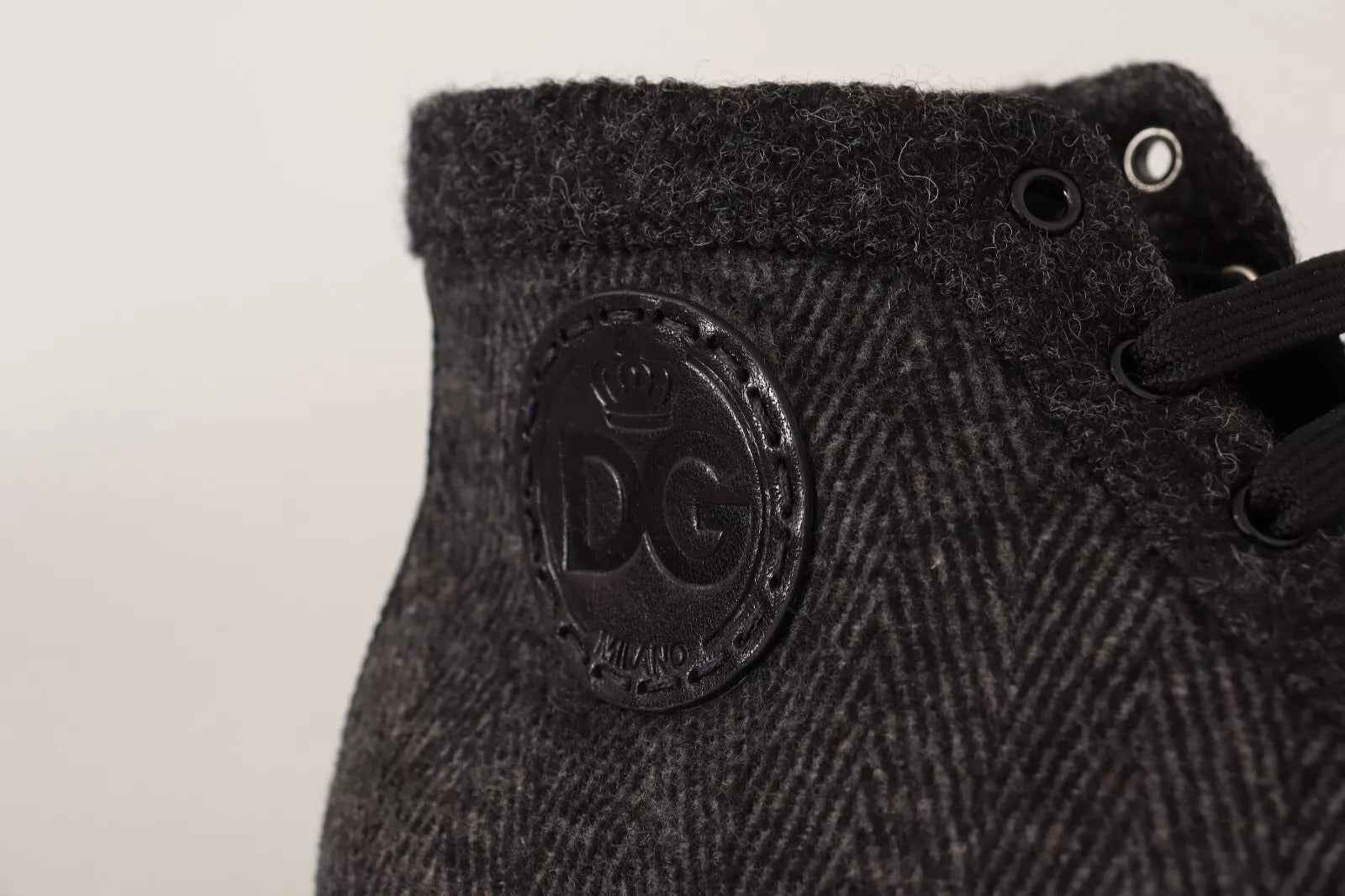 Dolce & Gabbana Gray Wool Cotton Casual High Top Sneakers