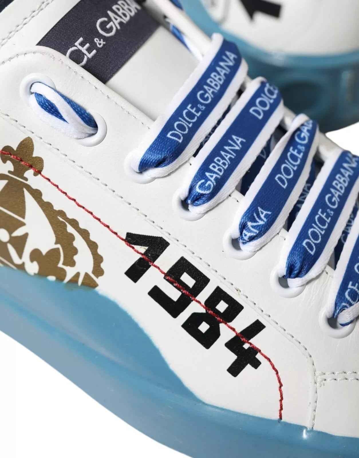 Dolce & Gabbana Blue White Printed Portofino Melt Sneakers