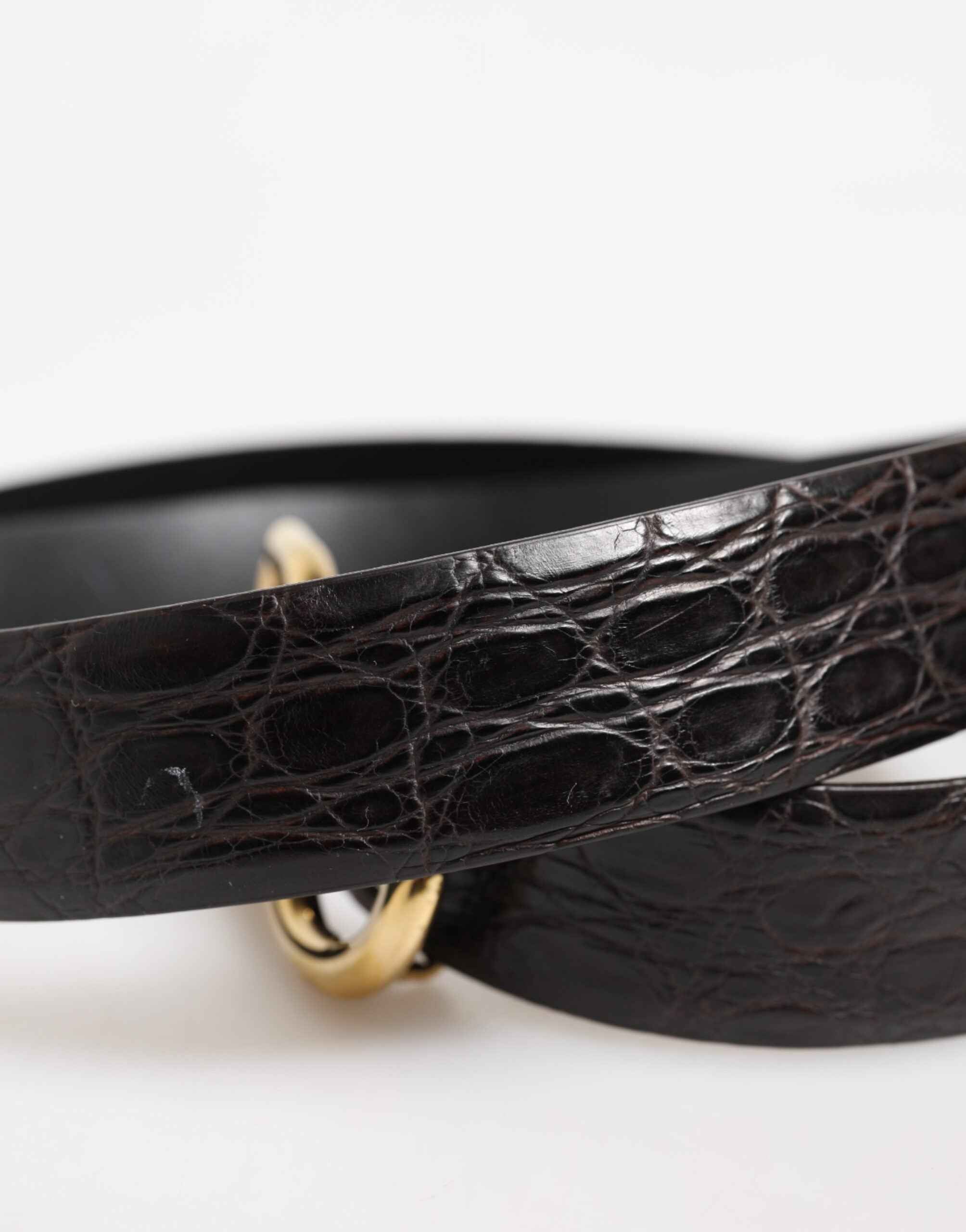 Dolce & Gabbana Black Exotic Leather DG Logo Buckle Belt