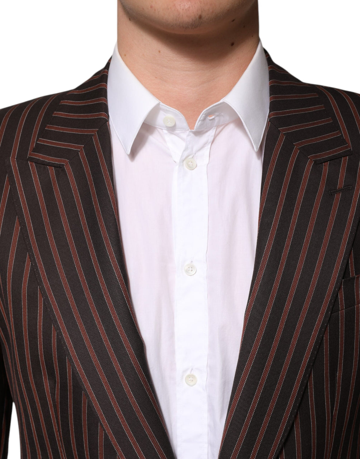 Dolce & Gabbana Dark Gray Stripe Single Breasted Blazer