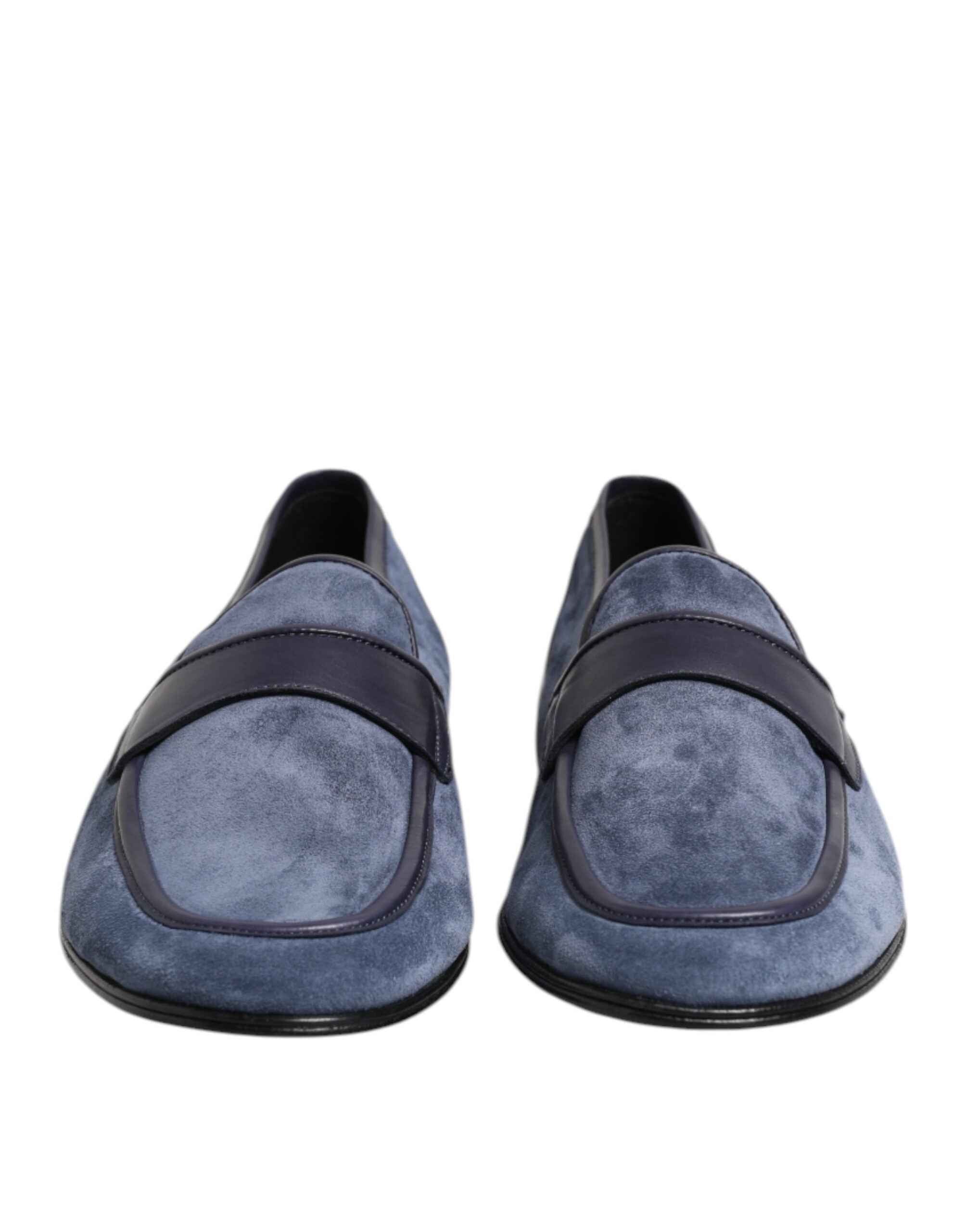Dolce & Gabbana Blue Suede Leather Loafers Moccasin Shoes