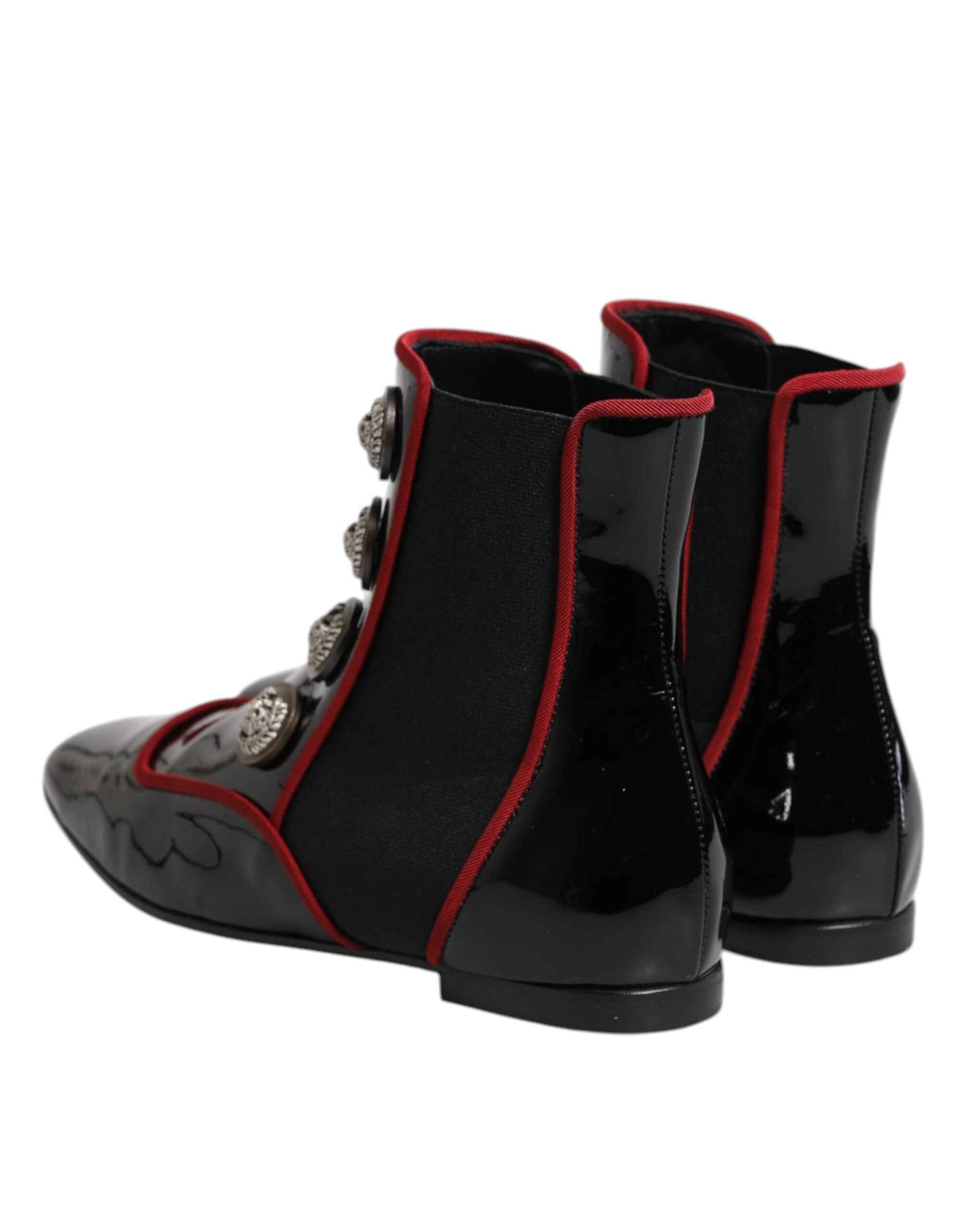 Dolce & Gabbana Black Jackie Buttoned Chelsea Boots Shoes