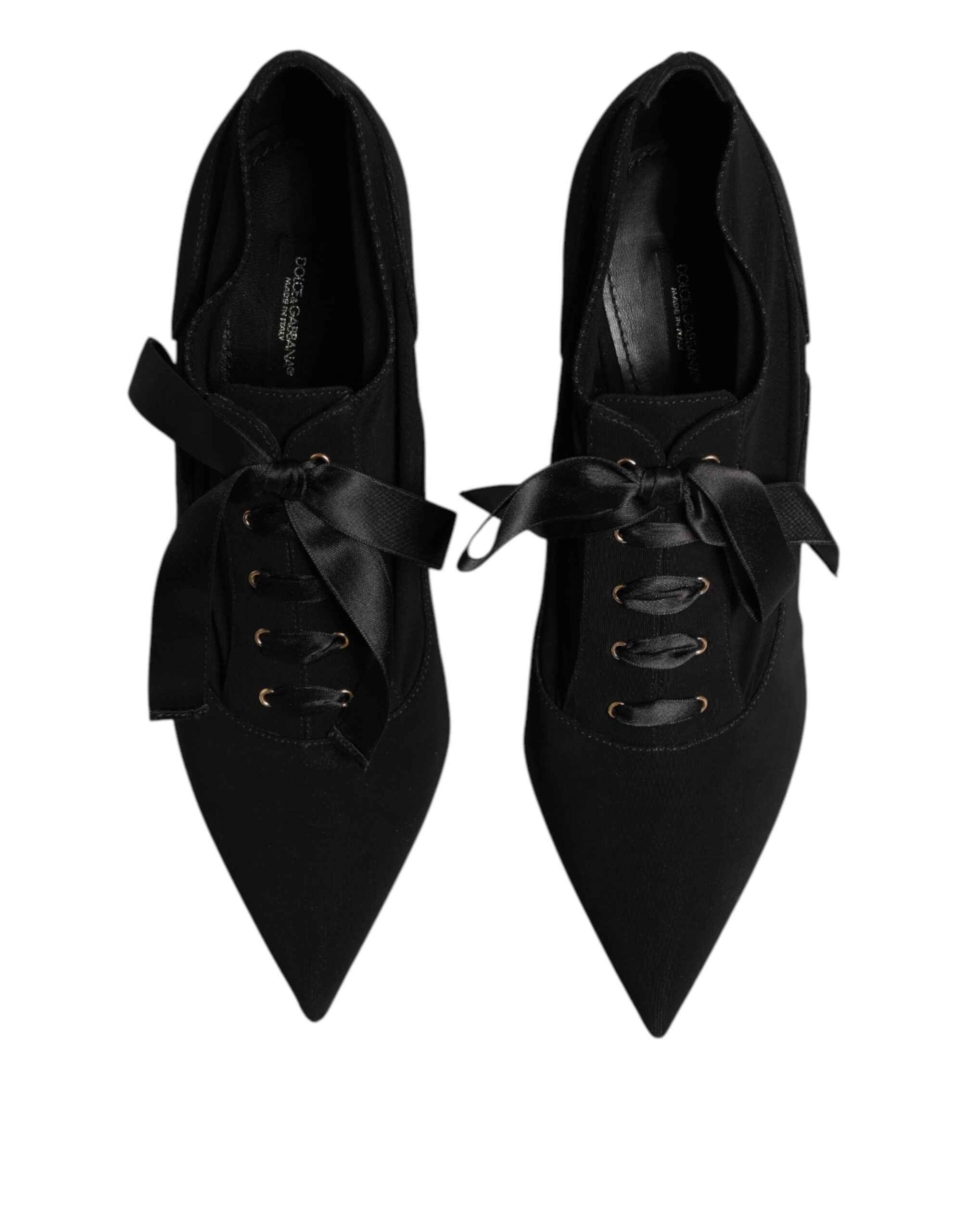 Dolce & Gabbana Black Lace Up Stiletto Heels Pumps Shoes