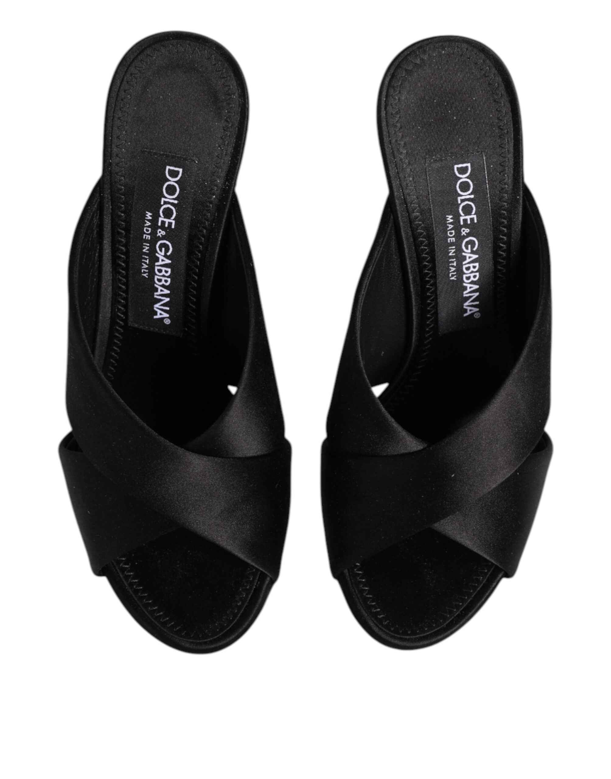 Dolce & Gabbana Black Keira Baroque High Heel Sandals Shoes