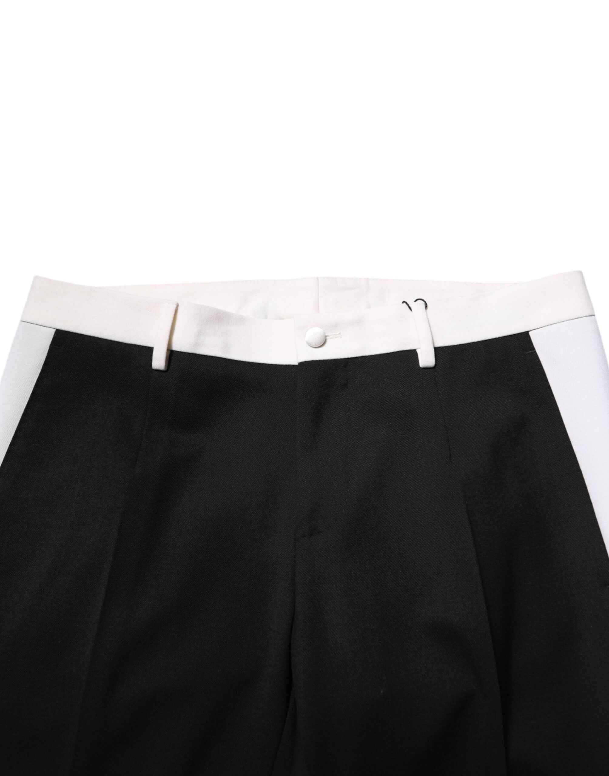 Dolce & Gabbana Black White Stripe Wool Men Trouser Pants