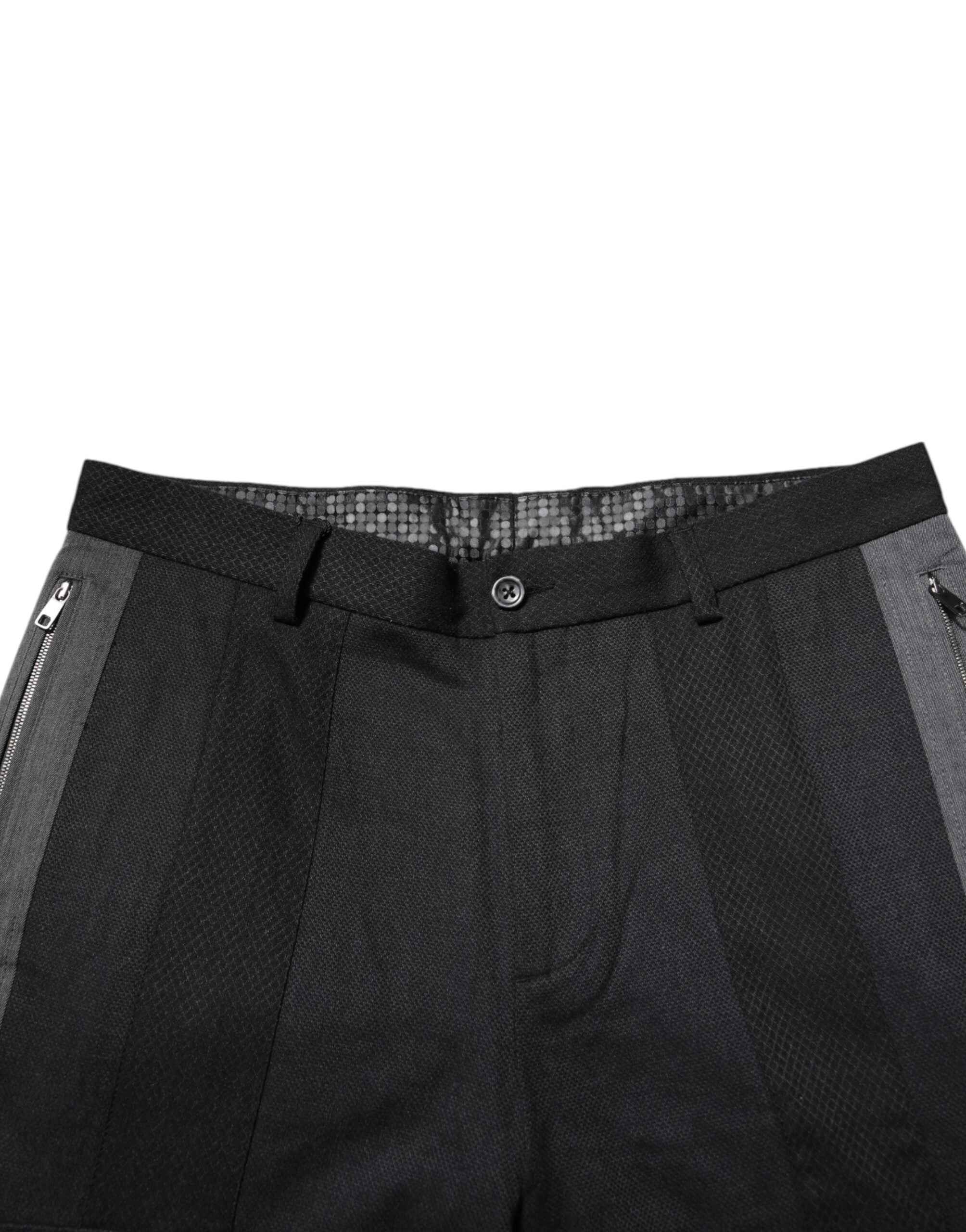 Dolce & Gabbana Black Gray Cotton Dress Formal Trouser Pants