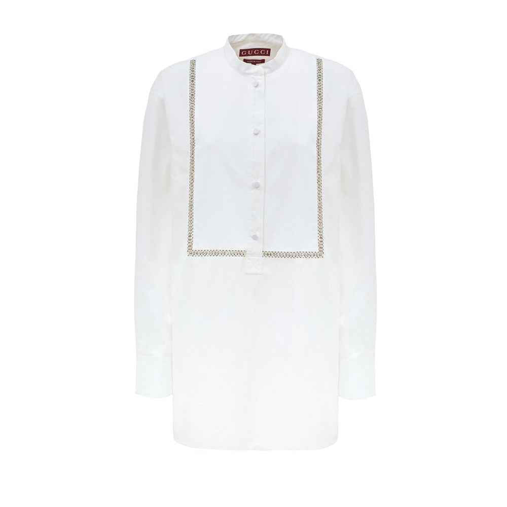 Gucci White Cotton Blouse