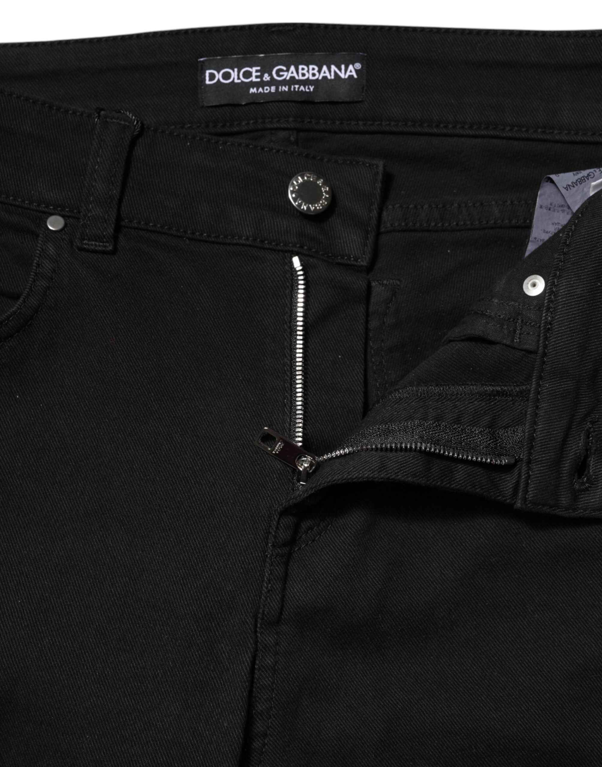 Dolce & Gabbana Black Cotton Skinny Mid Waist Denim Jeans