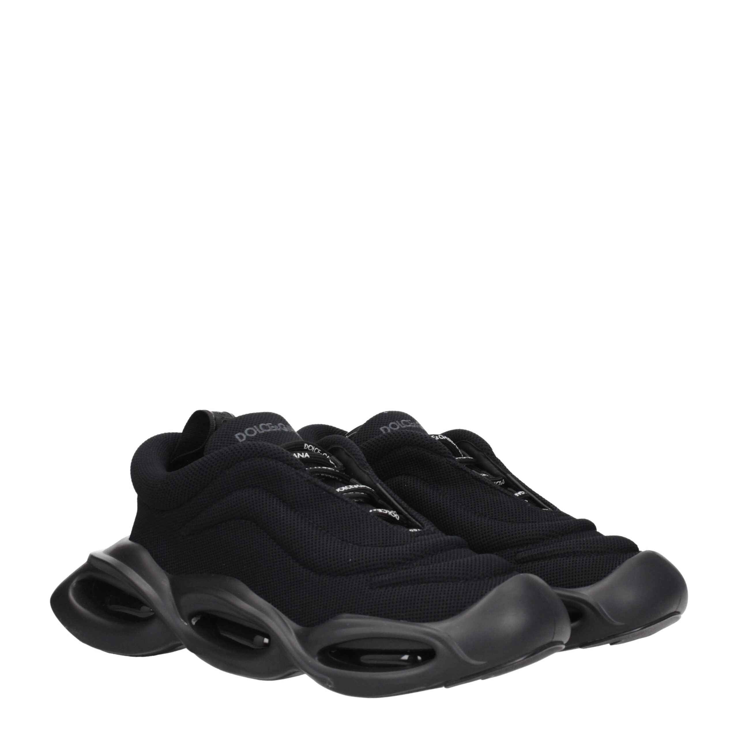 Dolce & Gabbana Black Fabric Chunky Sneakers