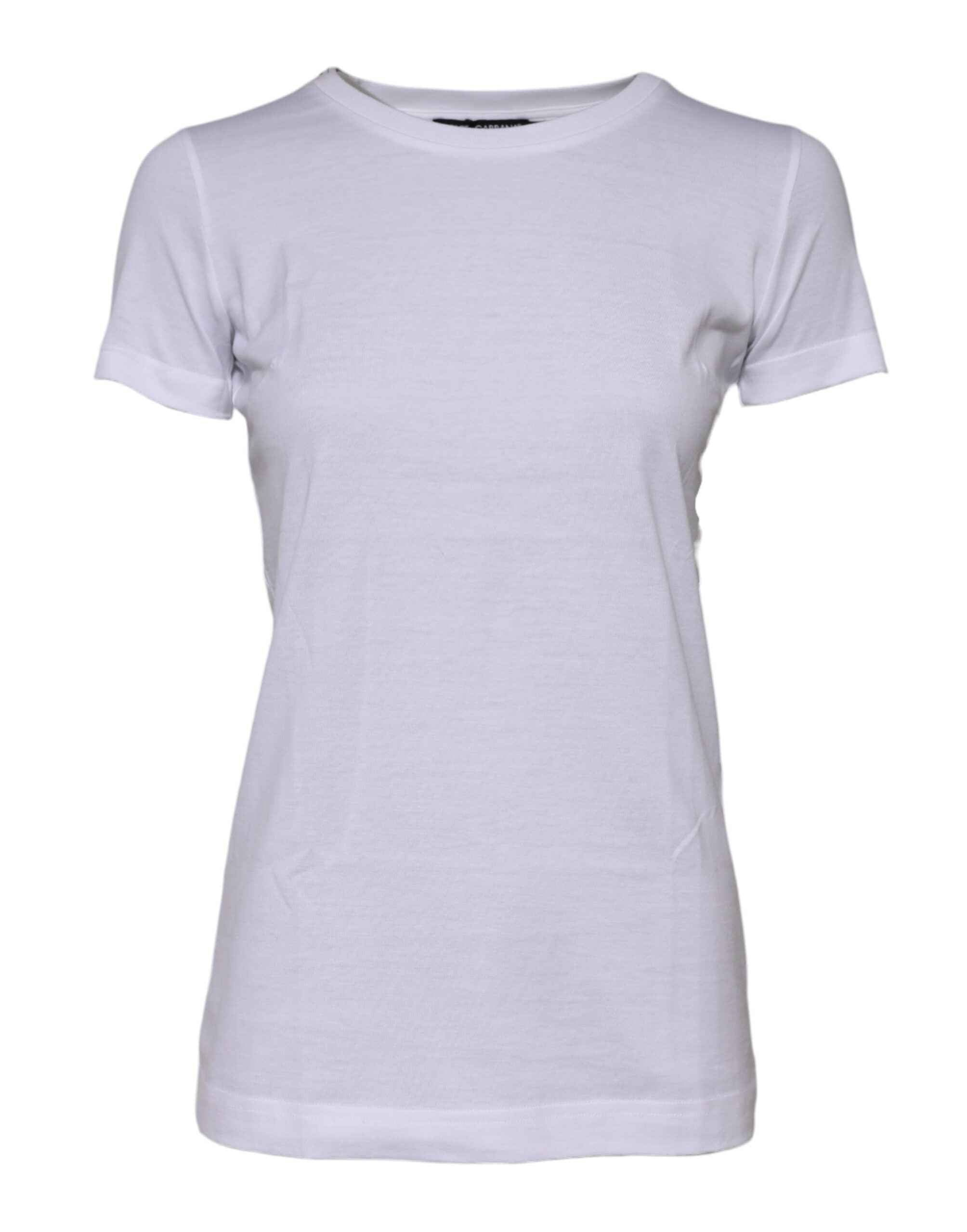 Dolce & Gabbana White Cotton Crew Neck Short Sleeves T-shirt