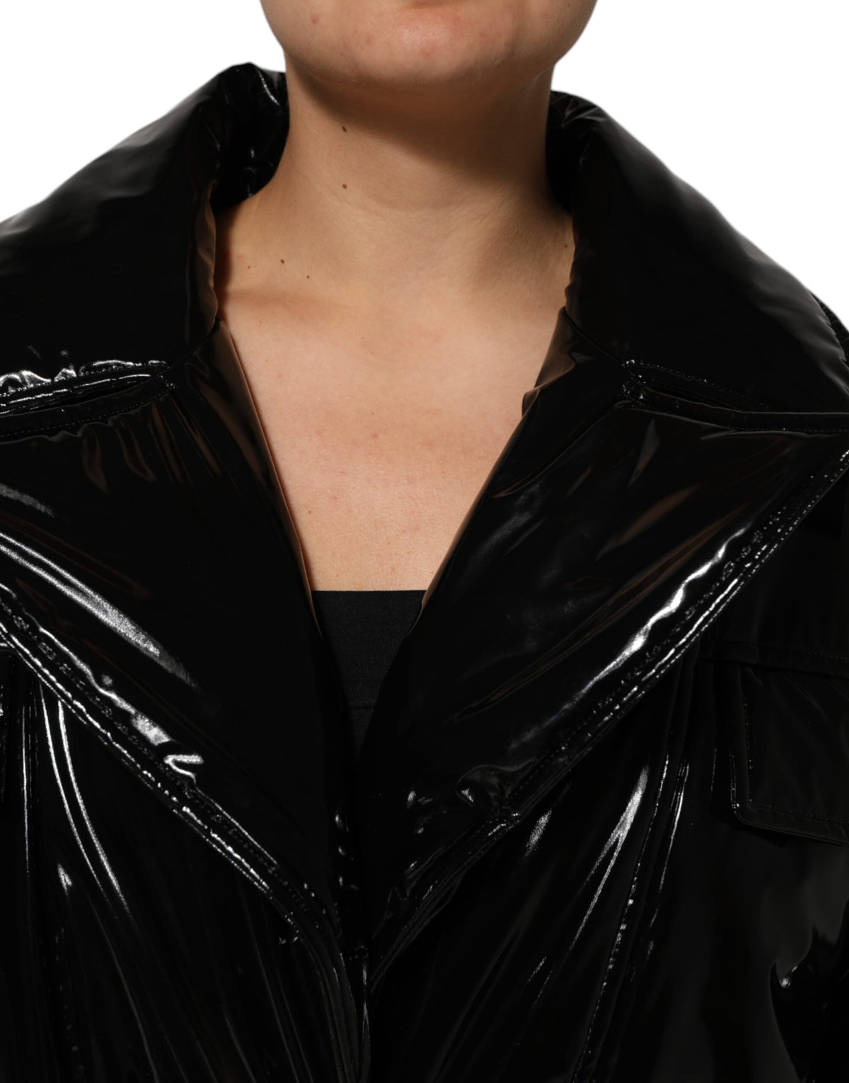Dolce & Gabbana Polyester Black Quilted Puffer Coat Jacket
