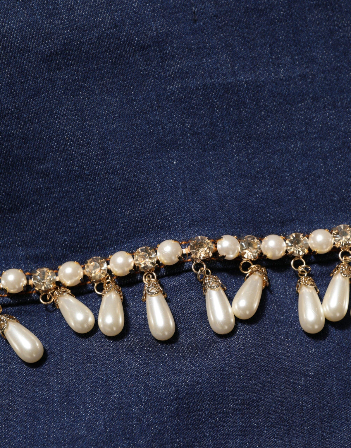Dolce & Gabbana Blue Cotton Denim Crystal Embellished Jacket
