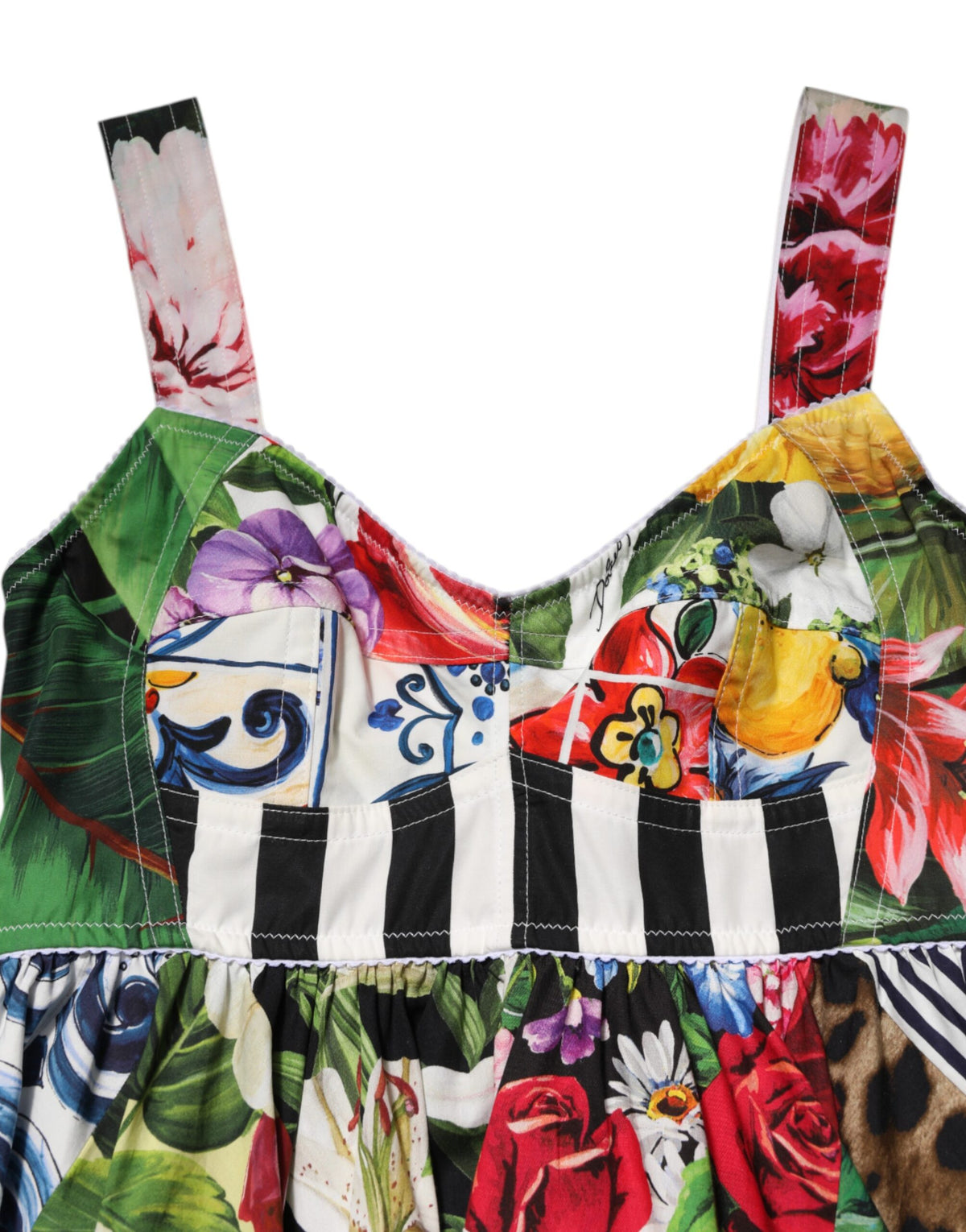 Dolce & Gabbana Multicolor Patchwork Cotton AlineMini Dress
