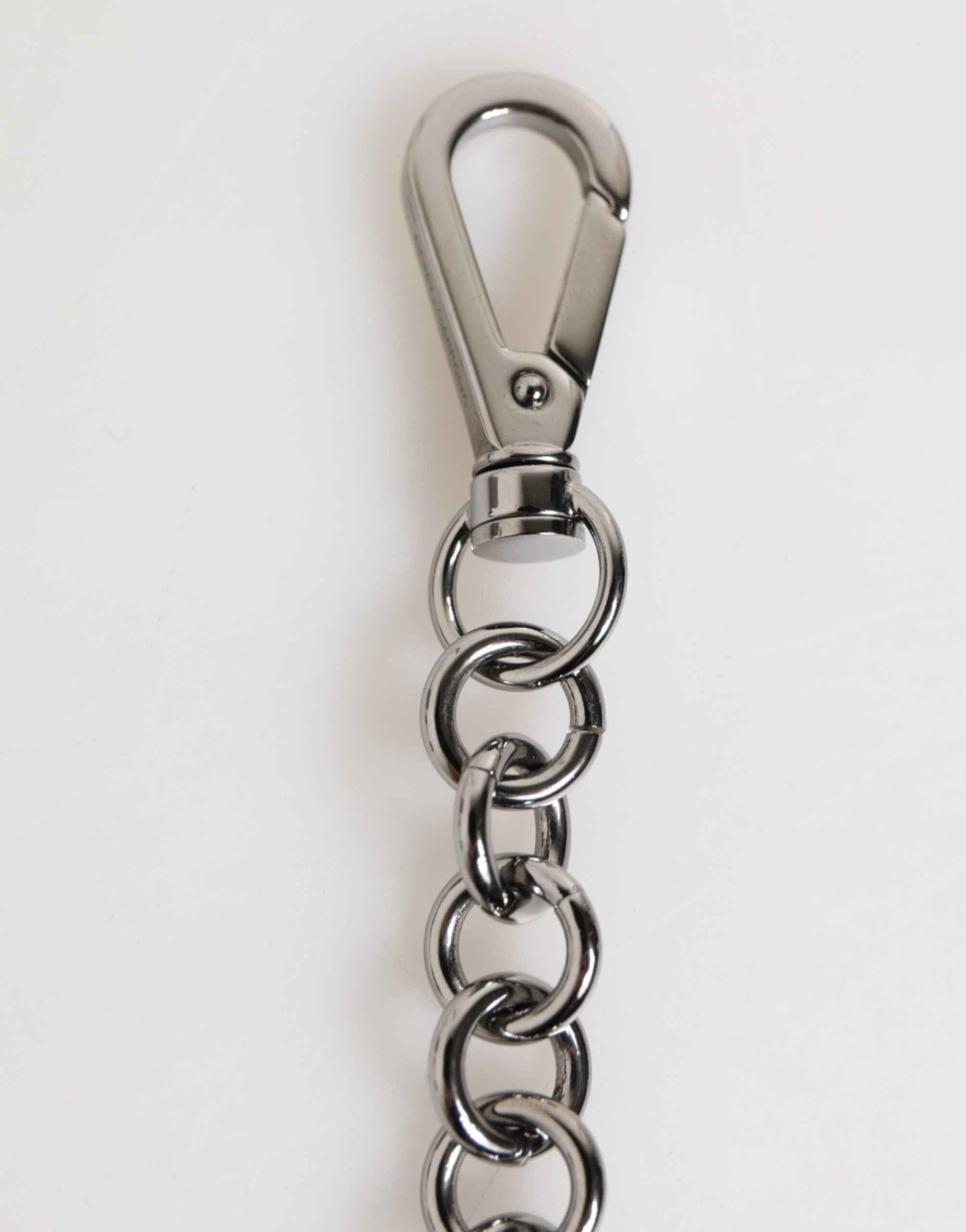 Dolce & Gabbana Black White DG Rubber Logo Silver Men Keychain Keyring