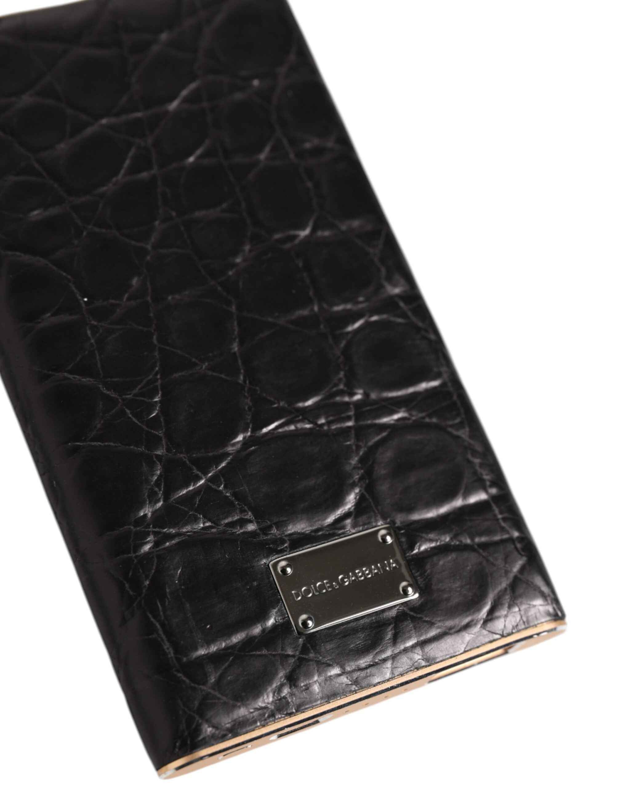 Dolce & Gabbana Black Leather Exotic Skin 3000mAh Power Bank Charger USB