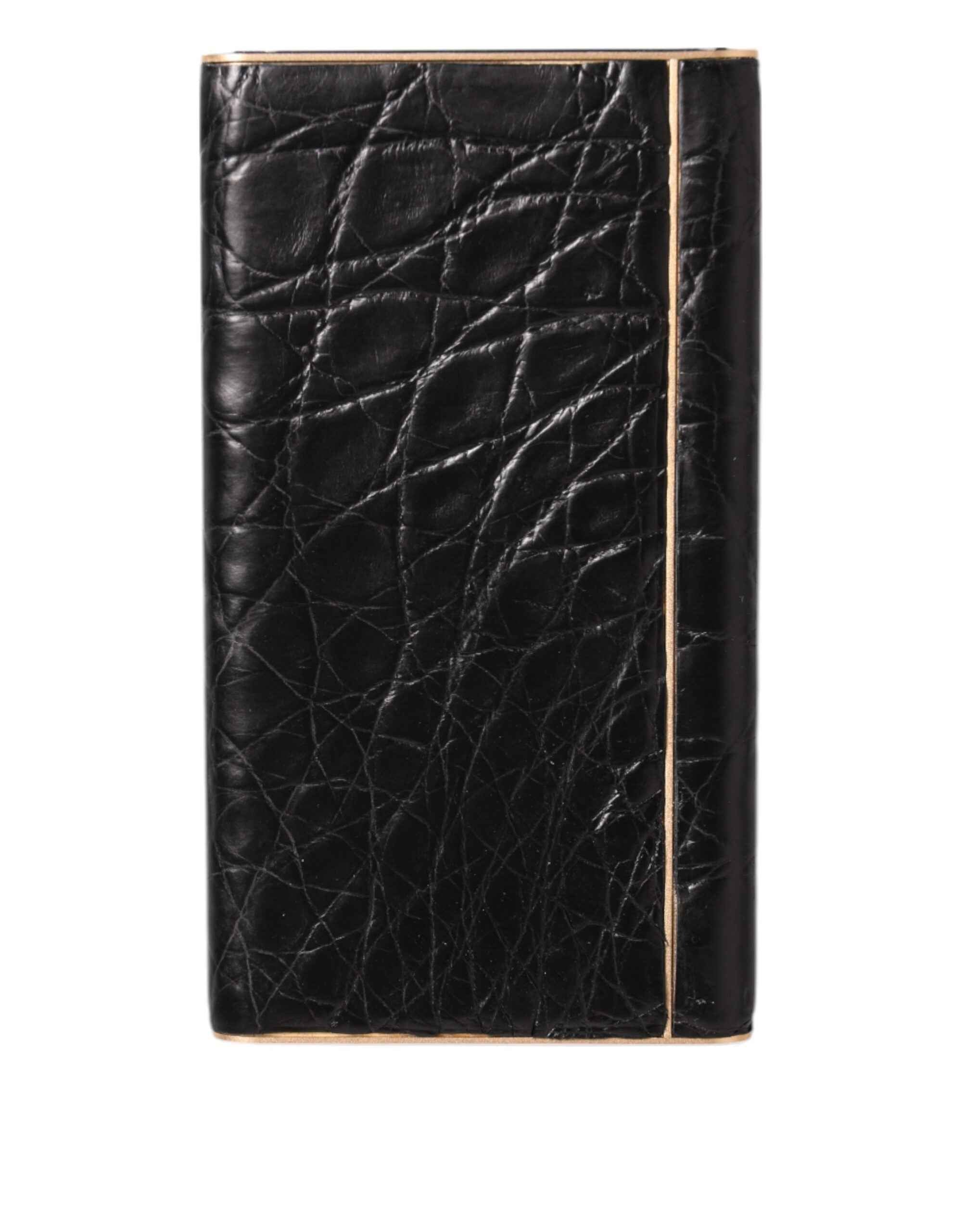 Dolce & Gabbana Black Leather Exotic Skin 3000mAh Power Bank Charger USB