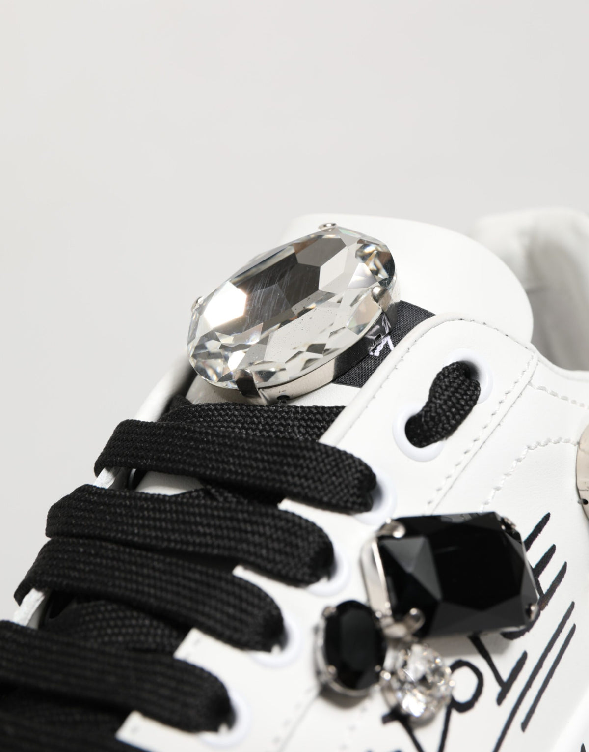 Dolce & Gabbana White Portofino Crystal Sneakers Shoes