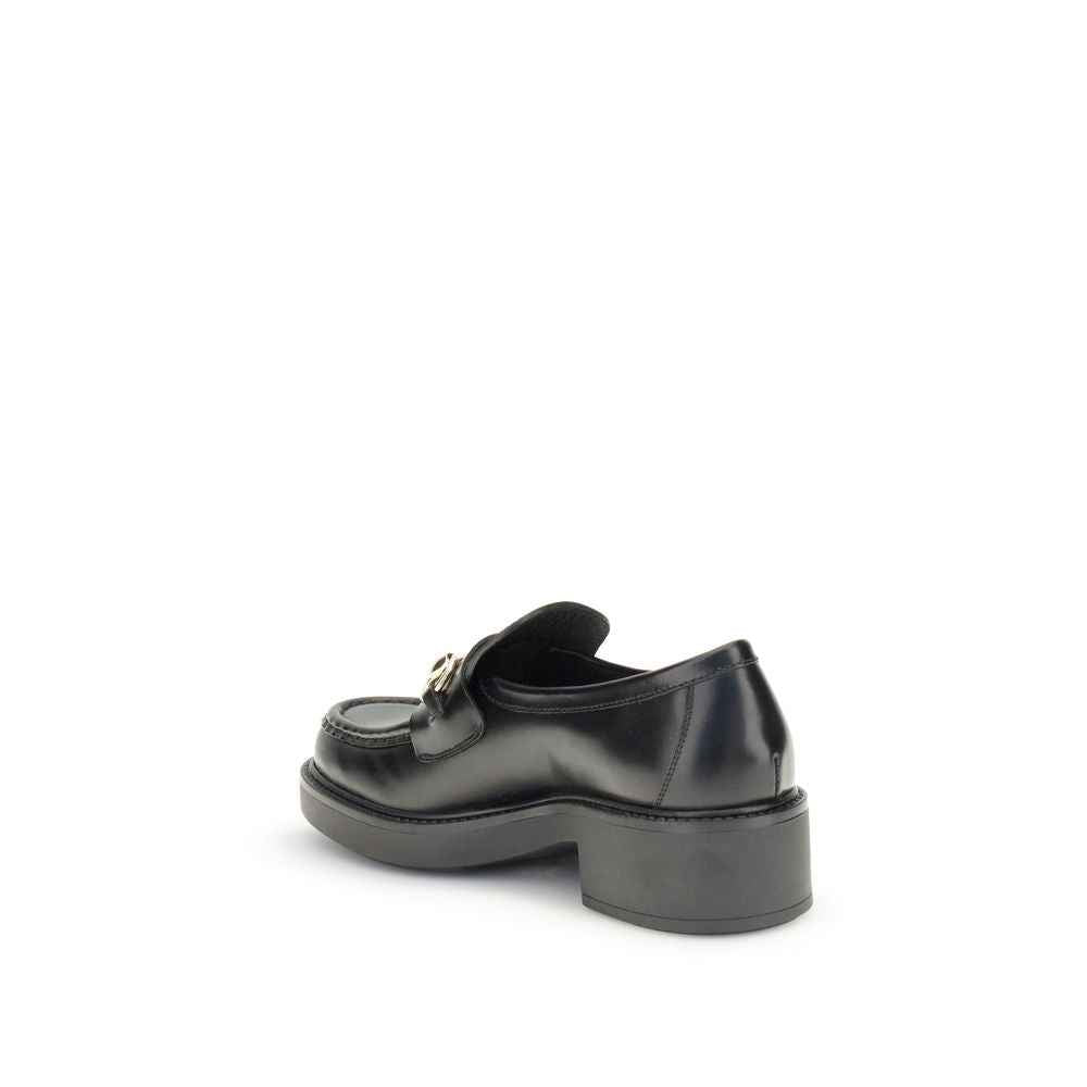 Gucci Black Calf Leather Bos Taurus Slip-On Loafers