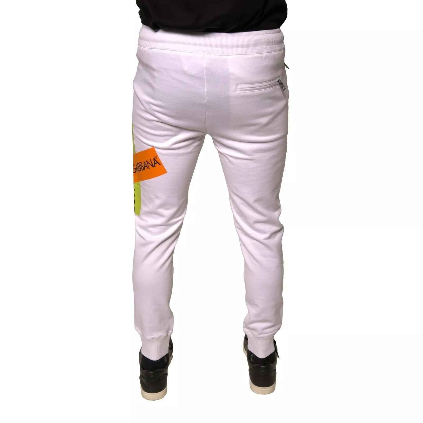 Dolce & Gabbana White Logo Tape Jogger Cotton Sweatpant Pants