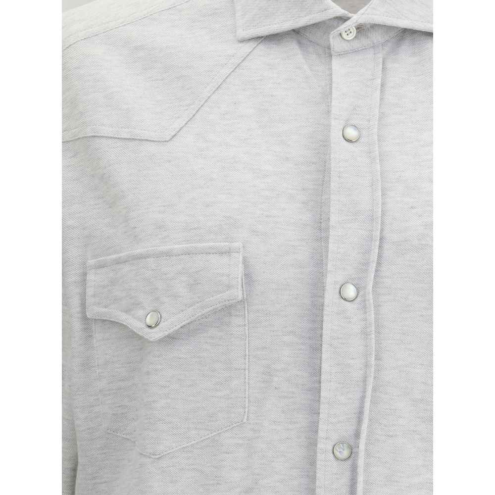 Brunello Cucinelli Gray Denim Shirt