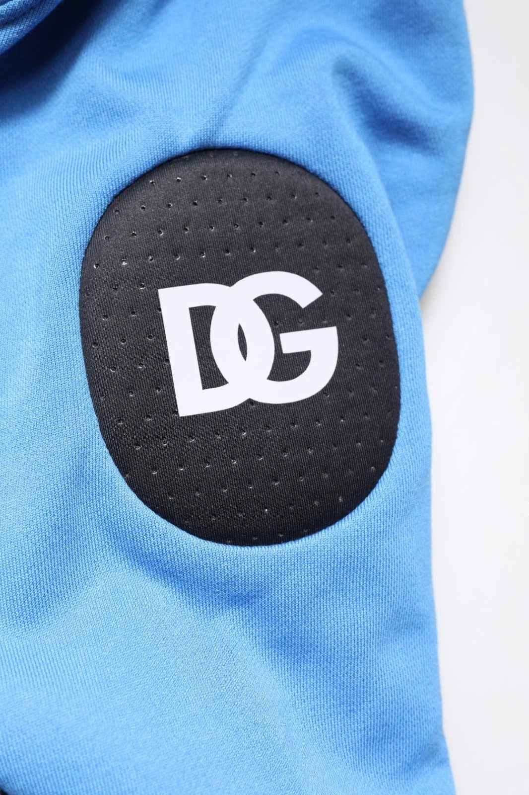 Dolce & Gabbana Blue Cotton Hooded Men Sportswear One Size Vest