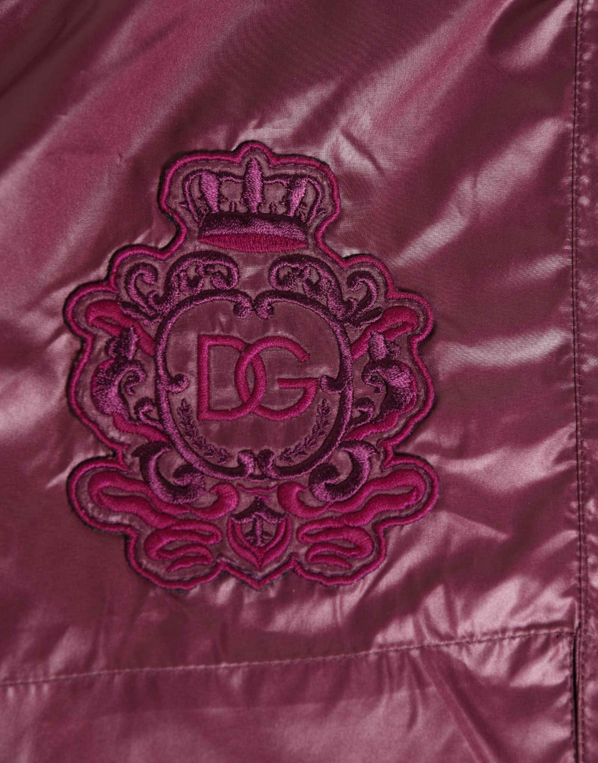 Dolce & Gabbana Burgundy Polyester Logo Embossed Crest Swimwear