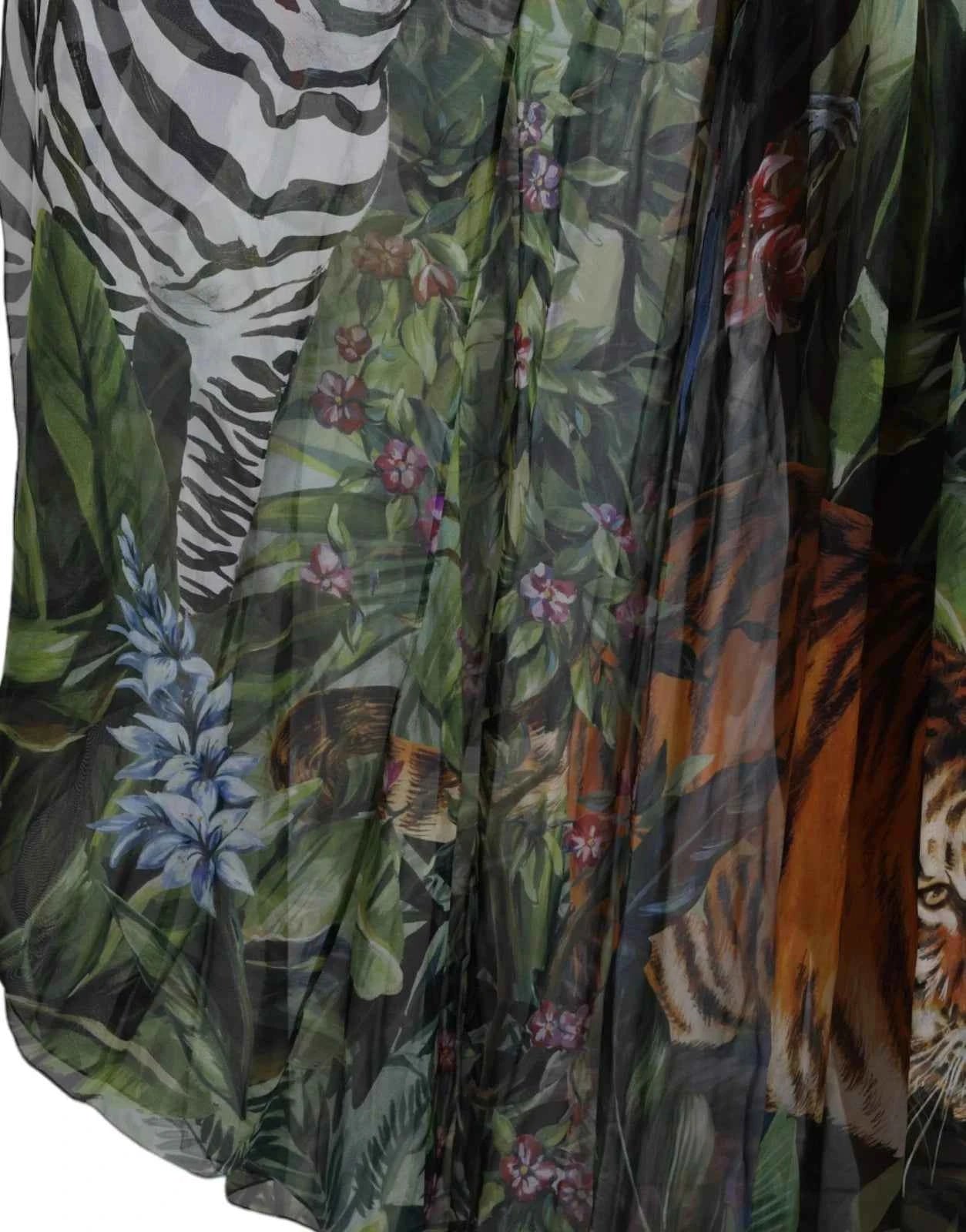 Dolce & Gabbana Multicolor Silk Jungle Print Women Maxi Dress