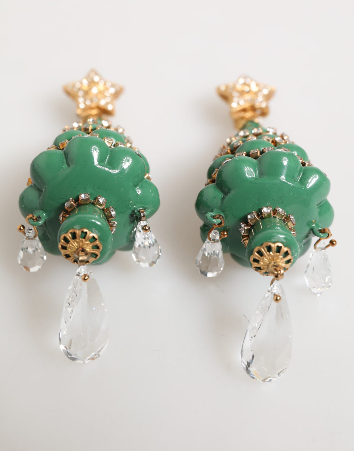 Dolce & Gabbana Gold Brass Multicolour Christmas Tree Earrings