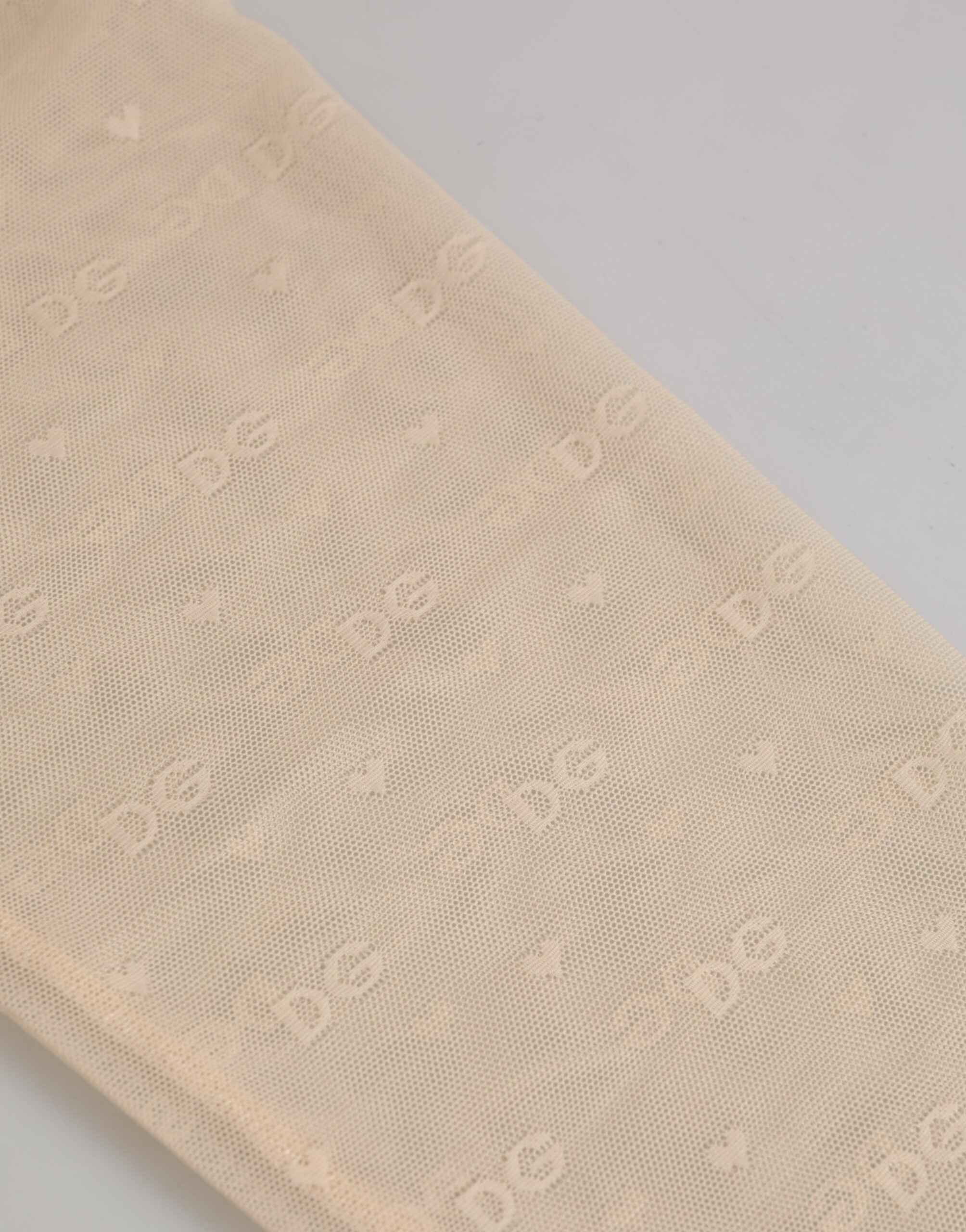 Dolce & Gabbana Beige Nylon Logo Lace Leggings Pants Underwear