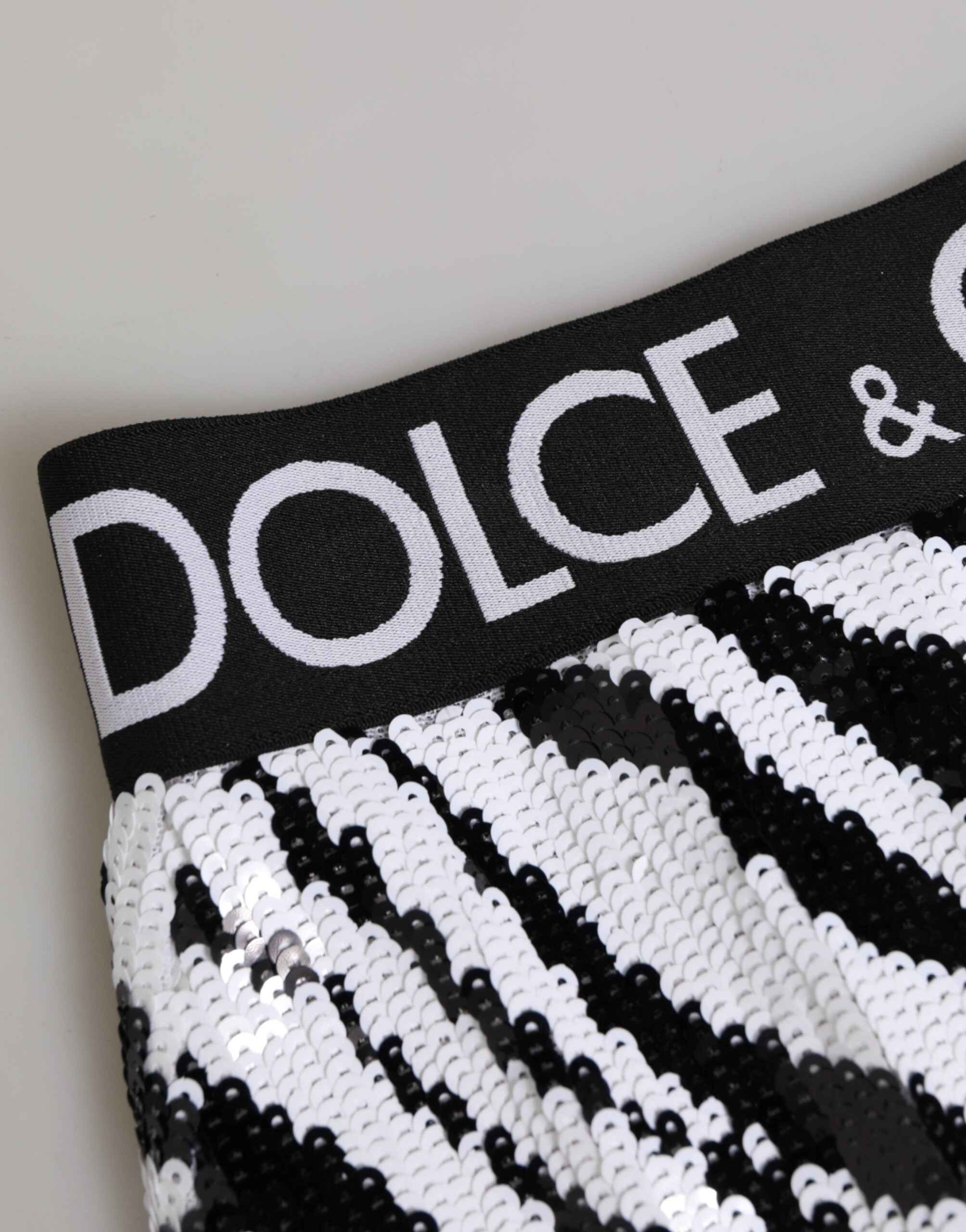 Dolce & Gabbana Black White Stripes High Waist Panty Underwear