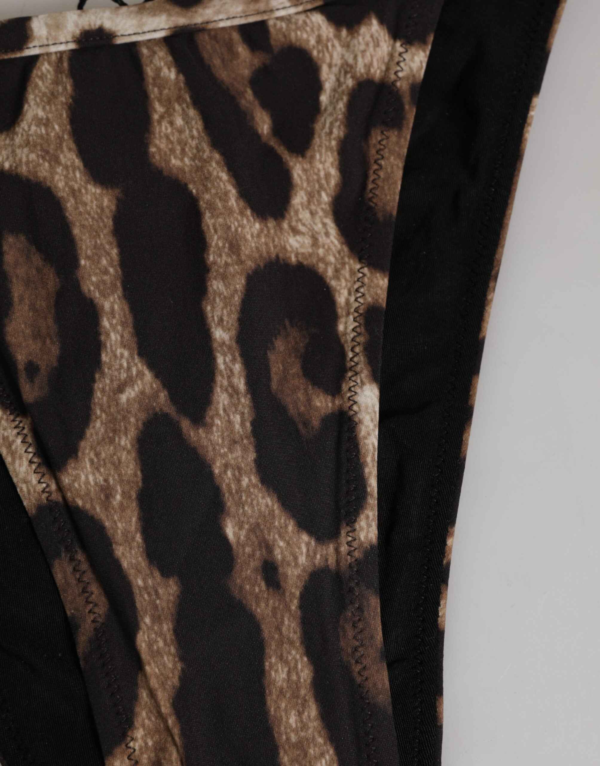 Dolce & Gabbana Brown Leopard Triangle Tanga Panty Underwear