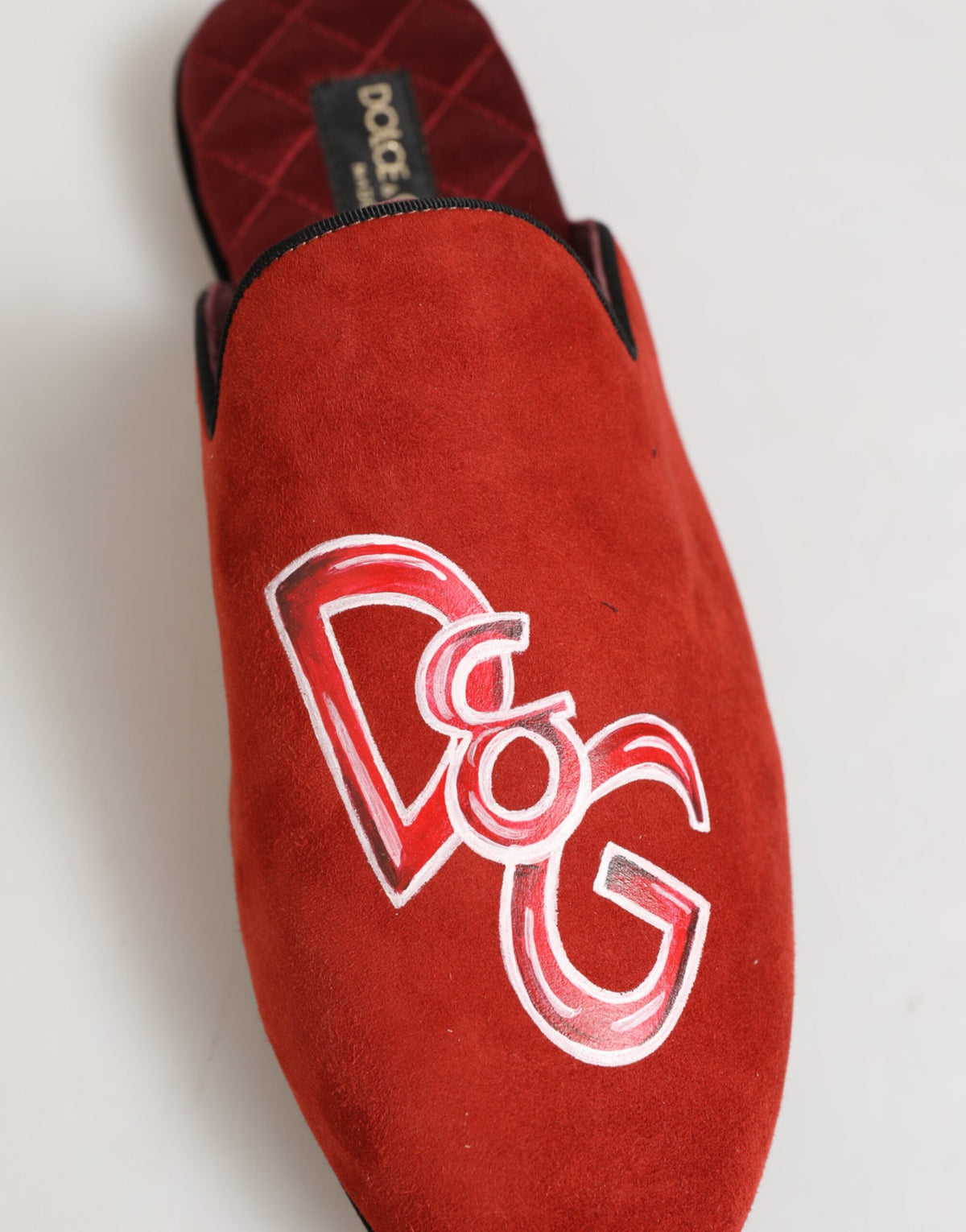 Dolce & Gabbana Red Suede DG King Men House Slippers Shoes